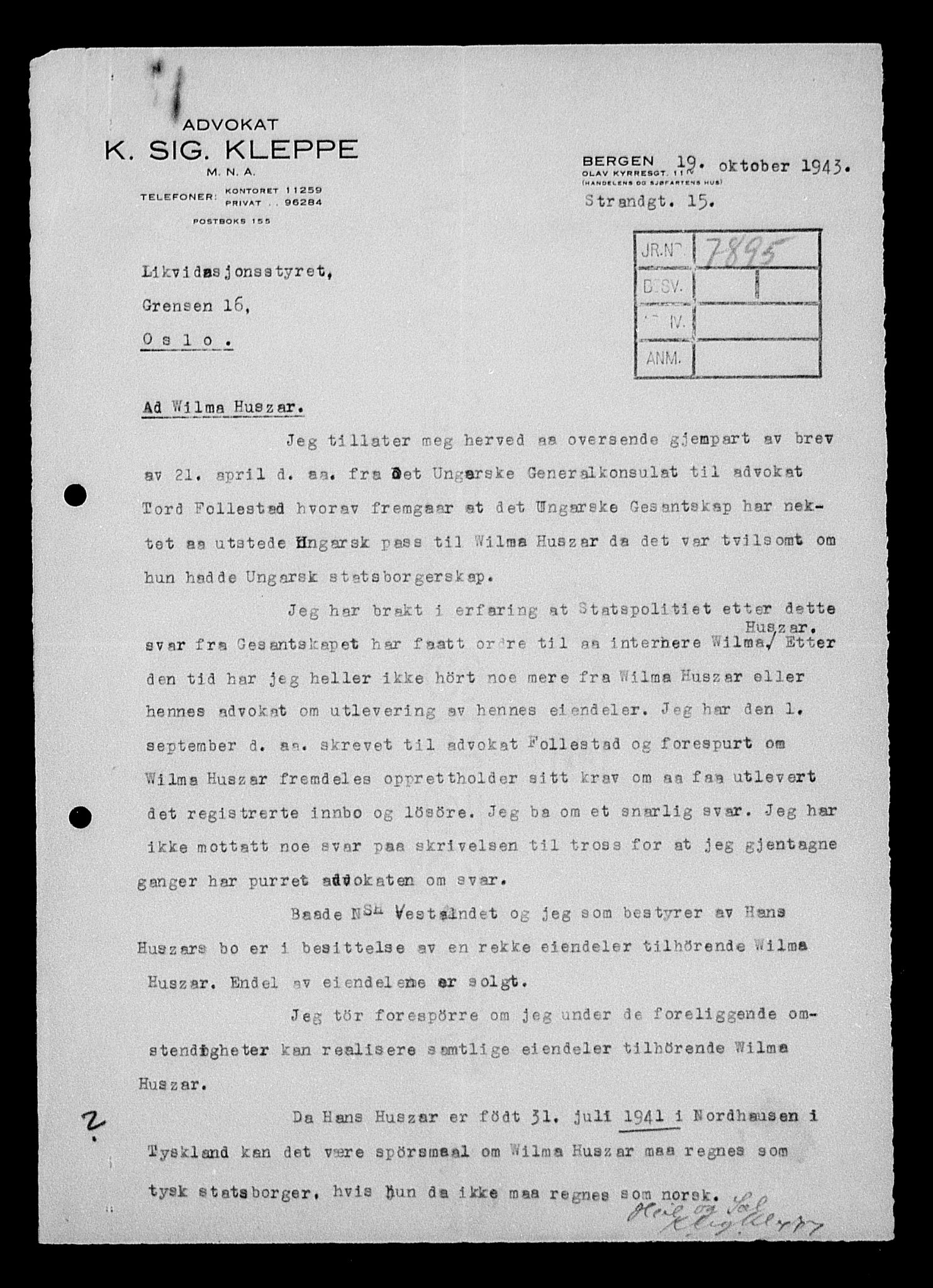 Justisdepartementet, Tilbakeføringskontoret for inndratte formuer, RA/S-1564/H/Hc/Hcd/L0999: --, 1945-1947, p. 169