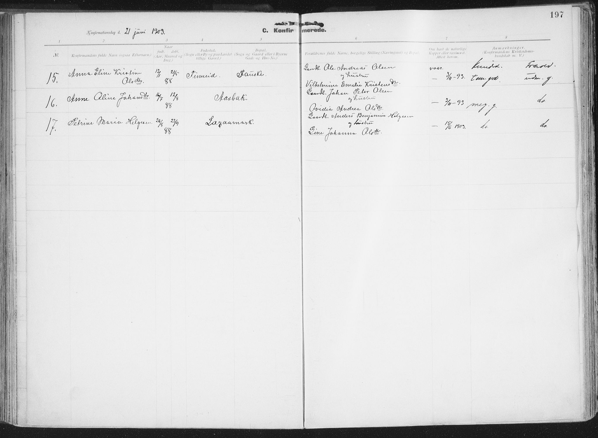 Ministerialprotokoller, klokkerbøker og fødselsregistre - Nordland, AV/SAT-A-1459/849/L0696: Parish register (official) no. 849A08, 1898-1910, p. 197