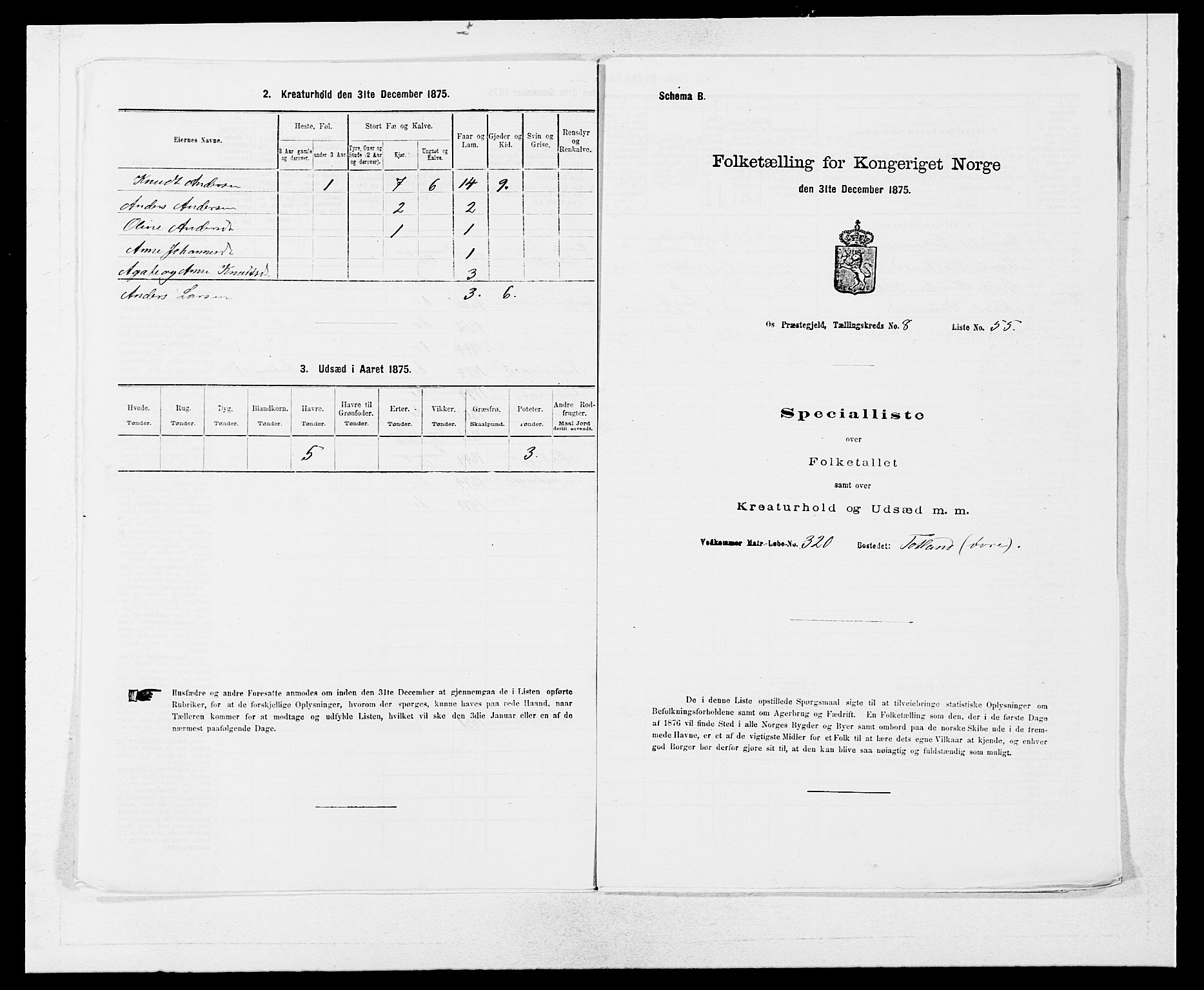 SAB, 1875 census for 1243P Os, 1875, p. 1145