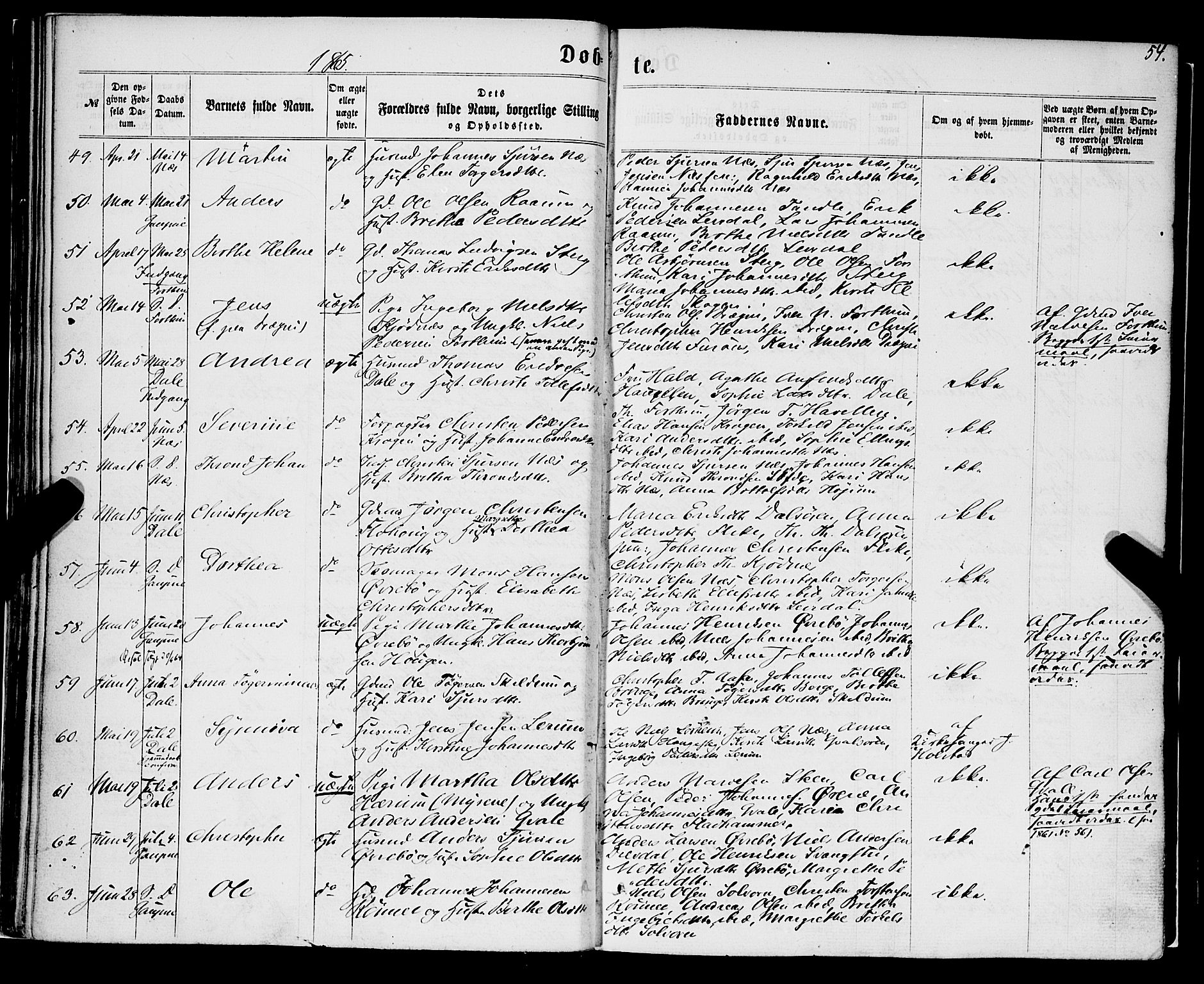 Luster sokneprestembete, SAB/A-81101/H/Haa/Haaa/L0008: Parish register (official) no. A 8, 1860-1870, p. 54