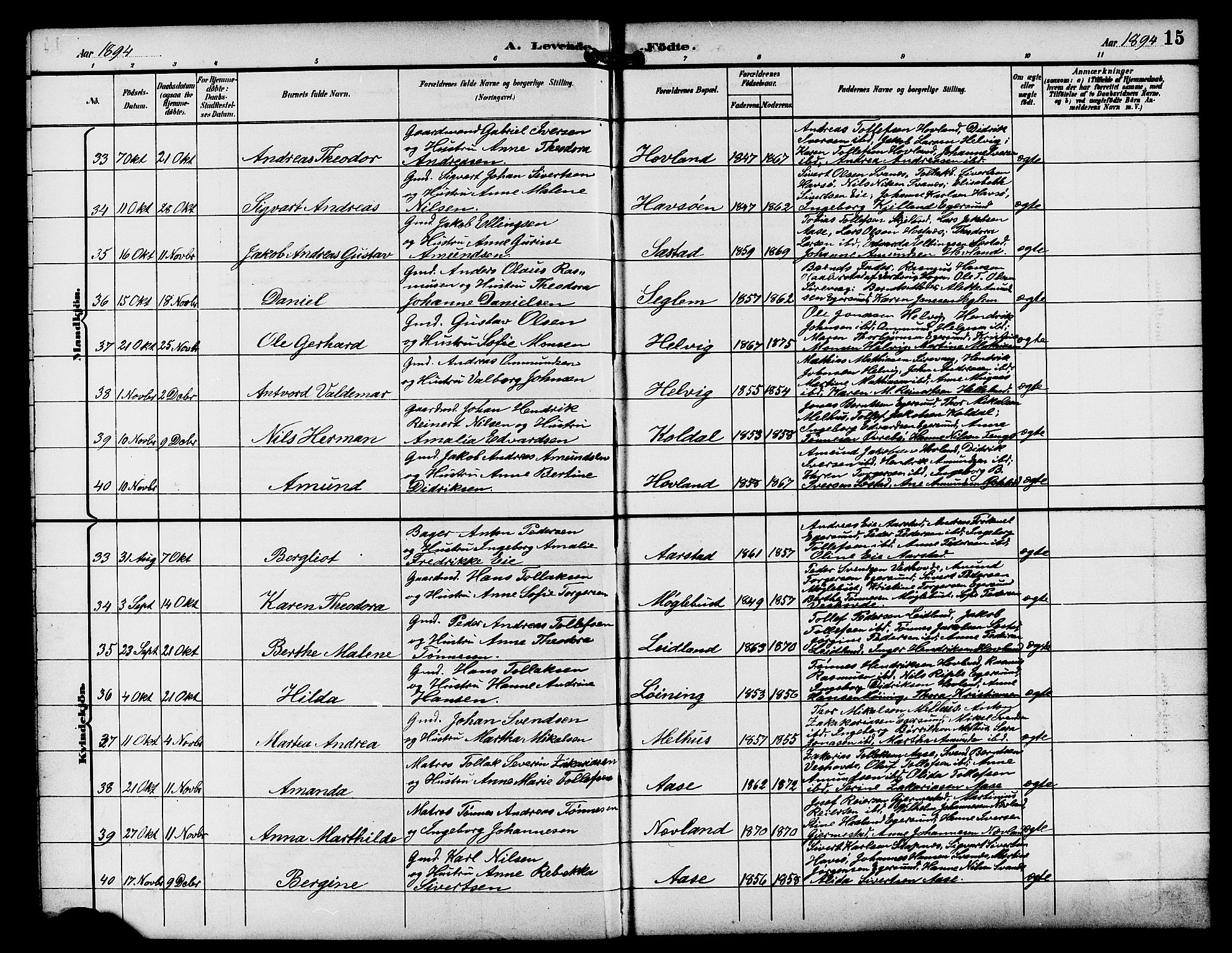 Eigersund sokneprestkontor, AV/SAST-A-101807/S09/L0009: Parish register (copy) no. B 9, 1893-1907, p. 15