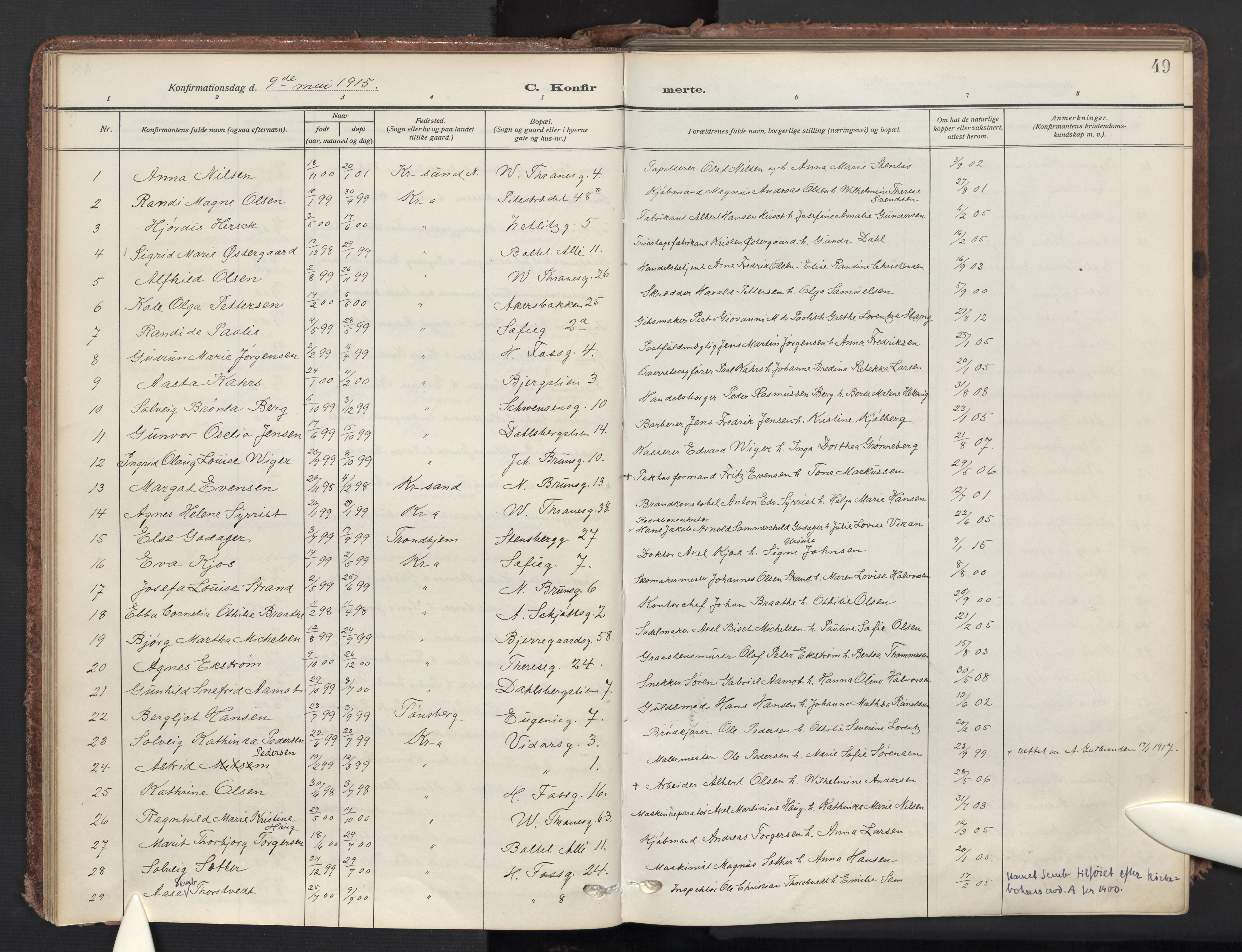 Gamle Aker prestekontor Kirkebøker, SAO/A-10617a/F/L0015: Parish register (official) no. 15, 1911-1924, p. 49