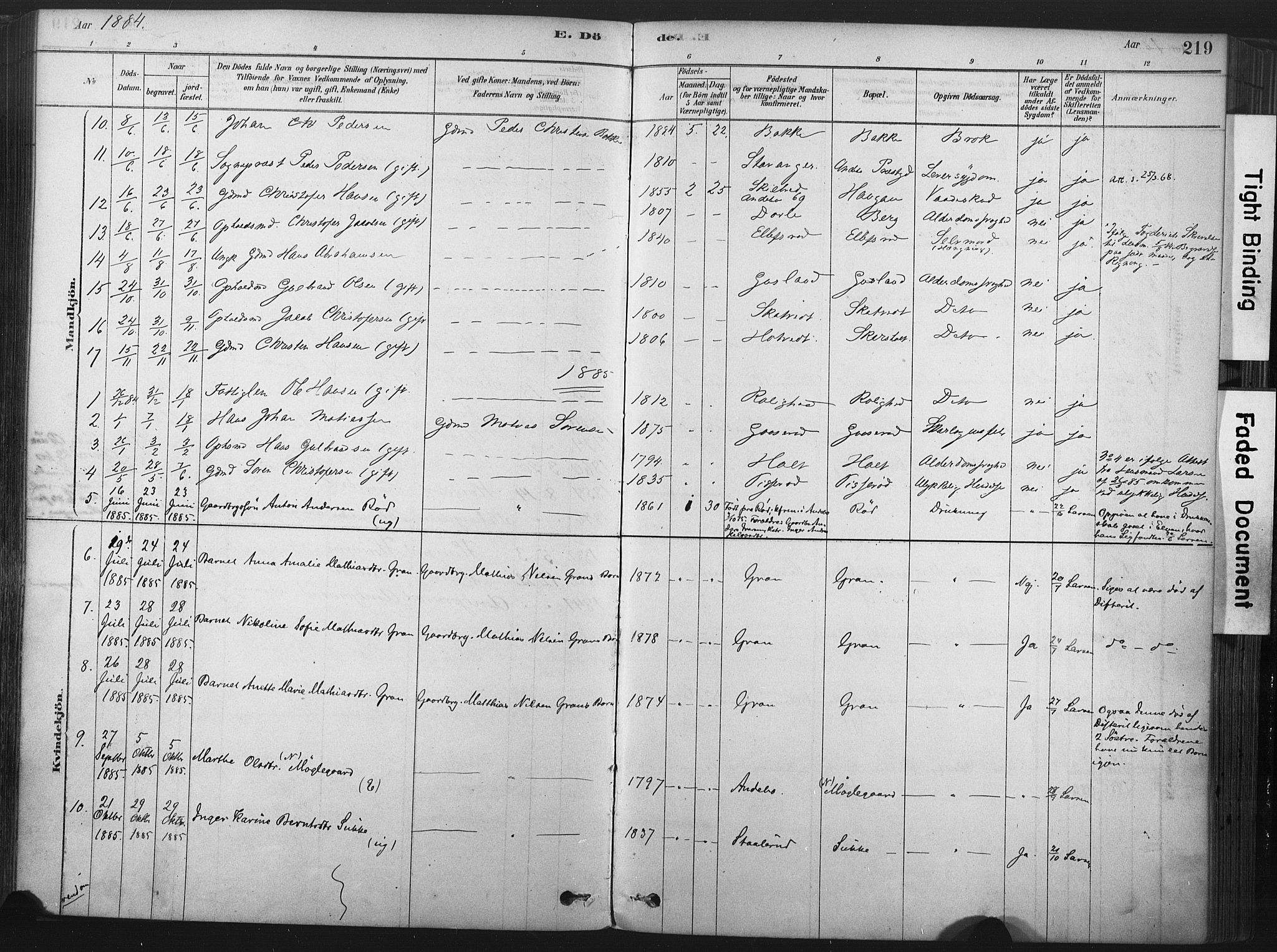 Andebu kirkebøker, AV/SAKO-A-336/F/Fa/L0007: Parish register (official) no. 7, 1878-1899, p. 219