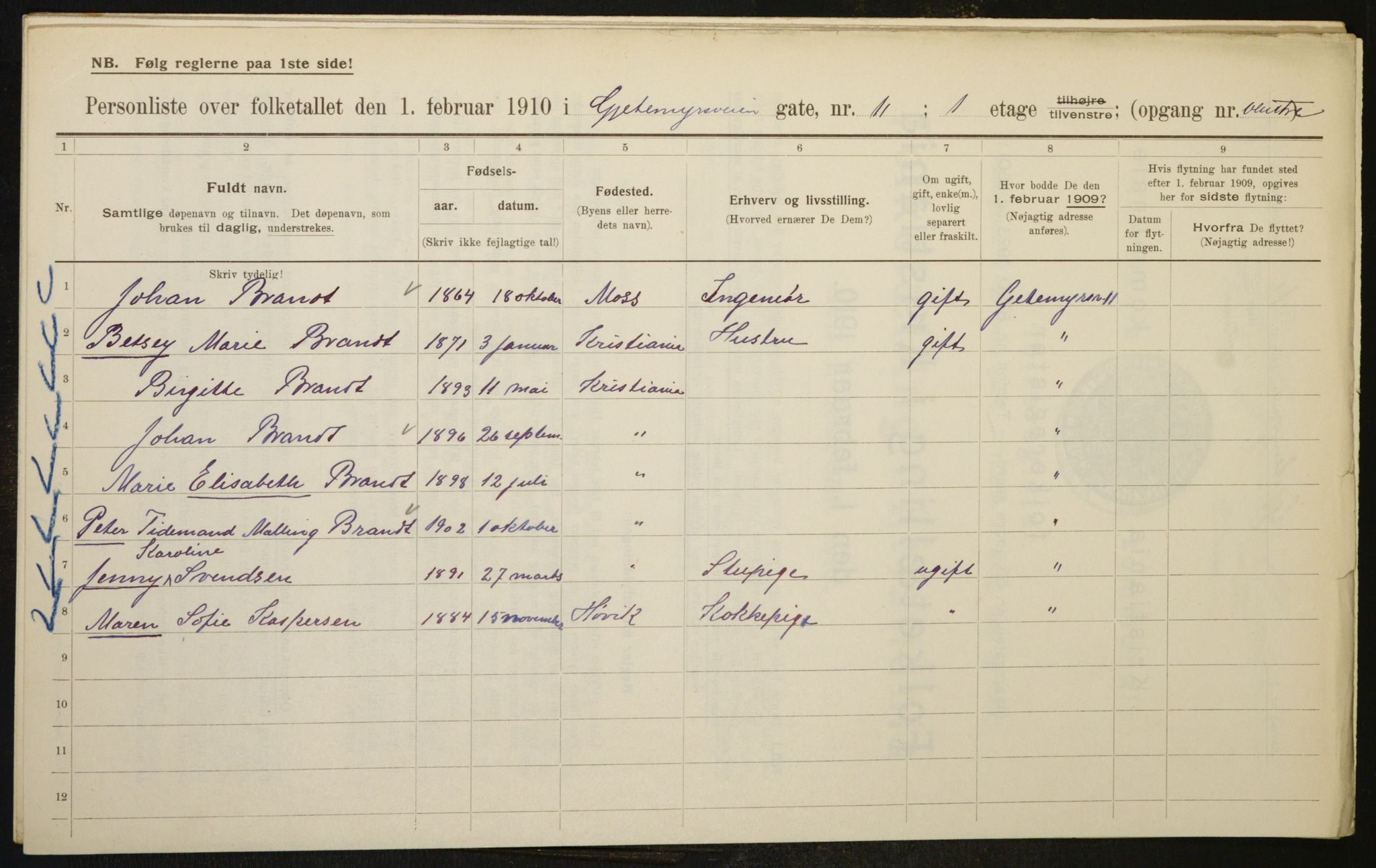 OBA, Municipal Census 1910 for Kristiania, 1910, p. 27345