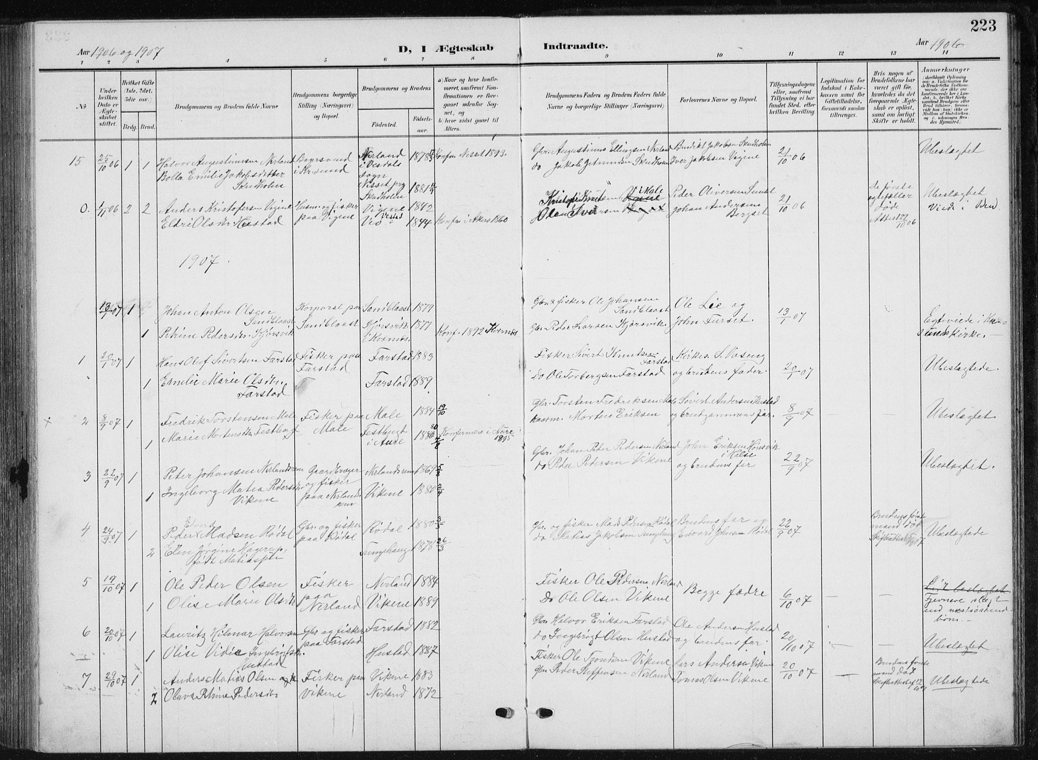 Ministerialprotokoller, klokkerbøker og fødselsregistre - Møre og Romsdal, AV/SAT-A-1454/567/L0784: Parish register (copy) no. 567C04, 1903-1938, p. 223