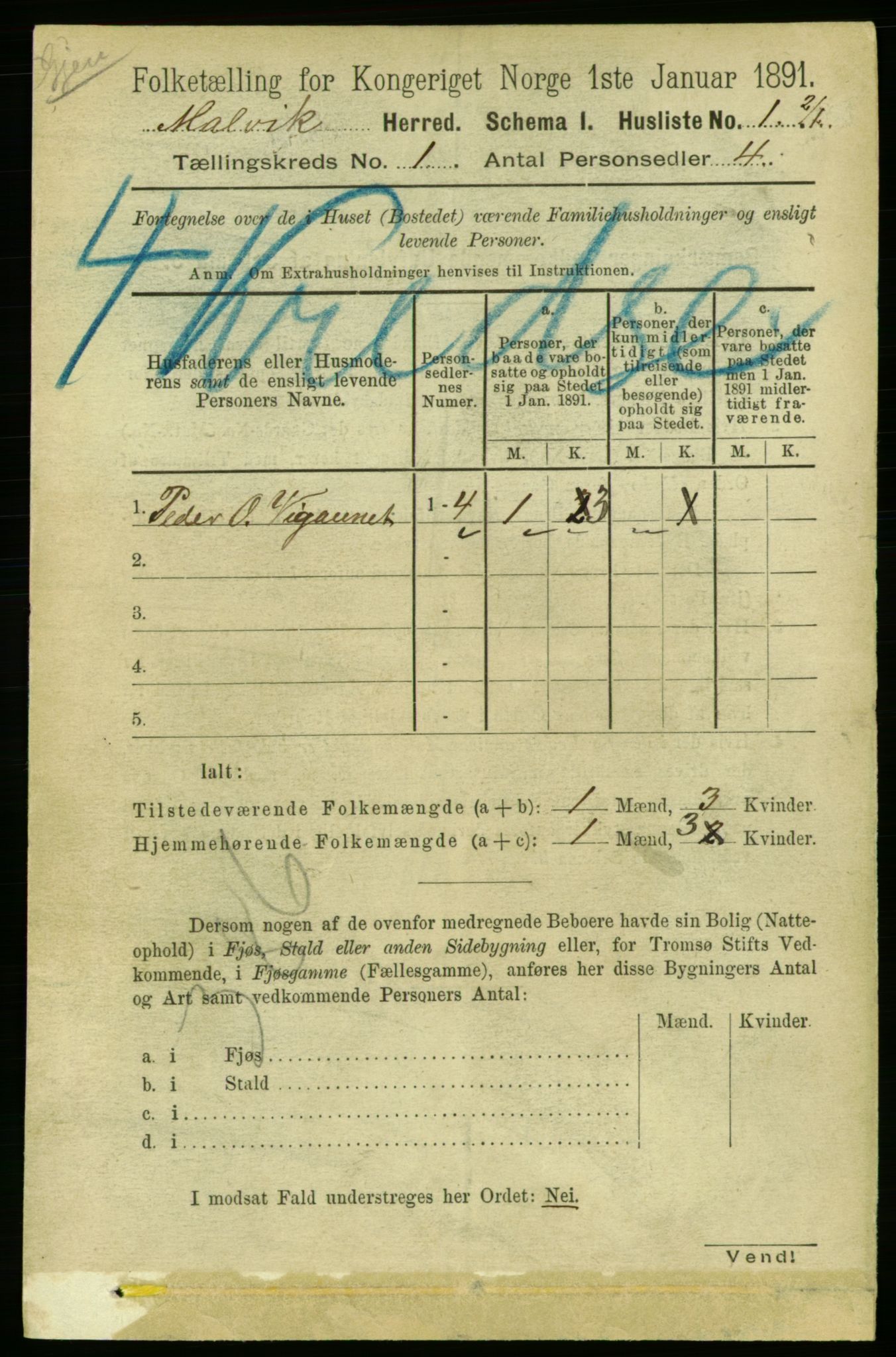 RA, 1891 census for 1663 Malvik, 1891, p. 18