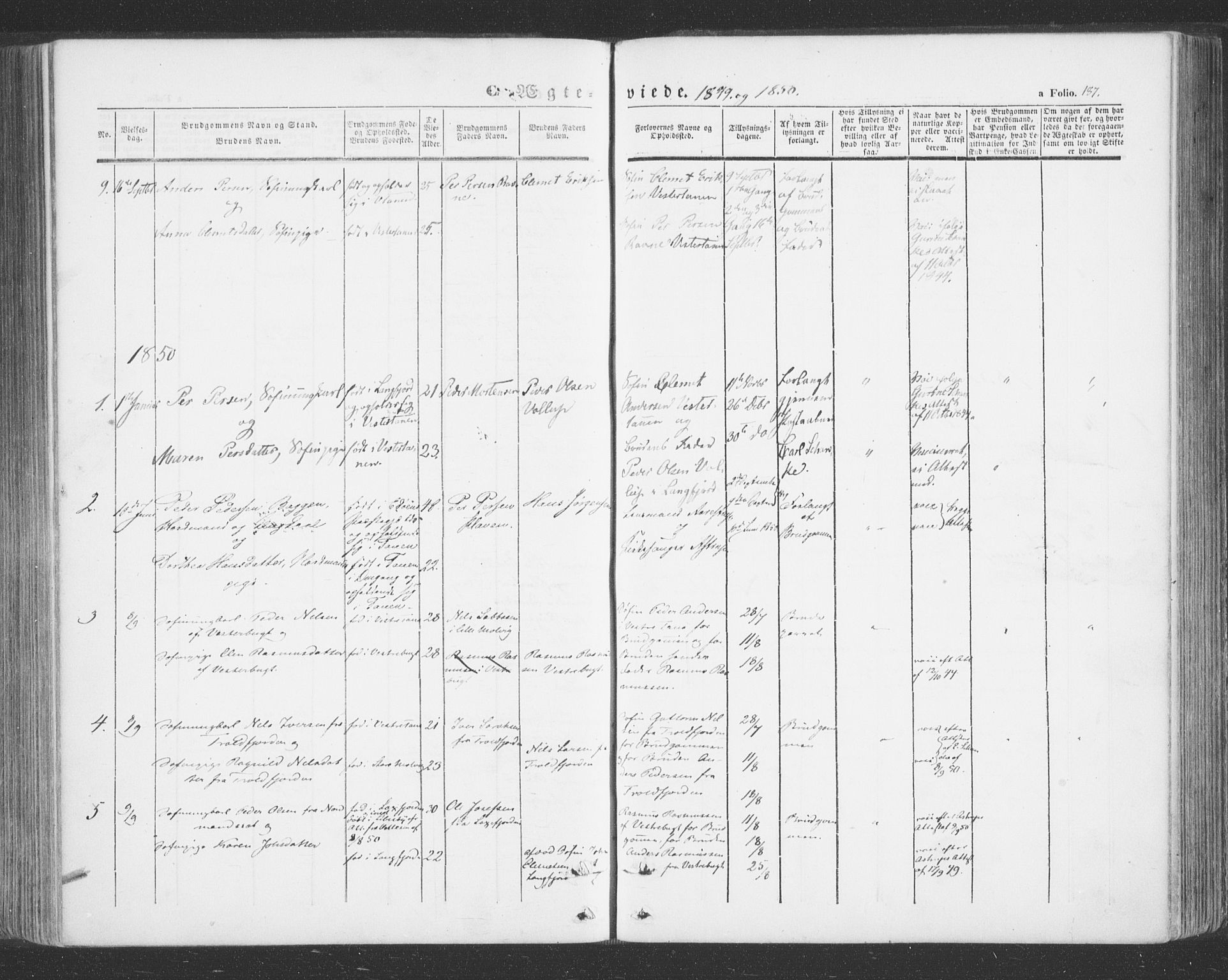 Tana sokneprestkontor, SATØ/S-1334/H/Ha/L0001kirke: Parish register (official) no. 1, 1846-1861, p. 187