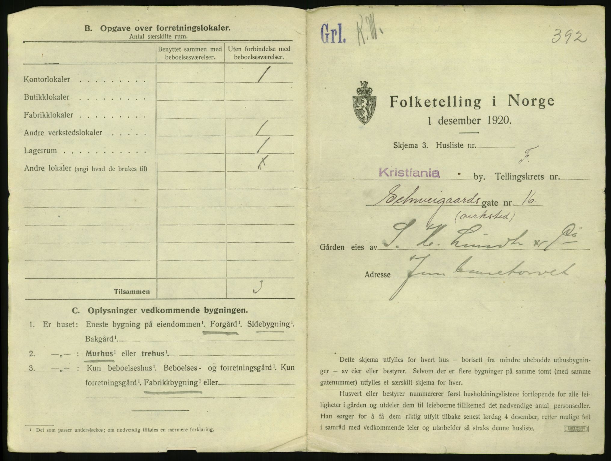 SAO, 1920 census for Kristiania, 1920, p. 90739