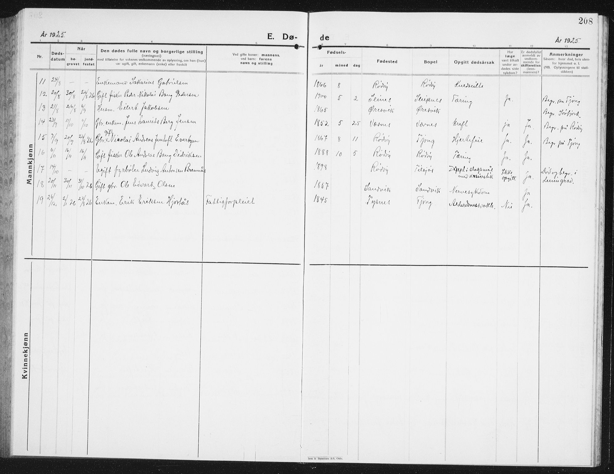 Ministerialprotokoller, klokkerbøker og fødselsregistre - Nordland, SAT/A-1459/841/L0622: Parish register (copy) no. 841C06, 1924-1942, p. 208