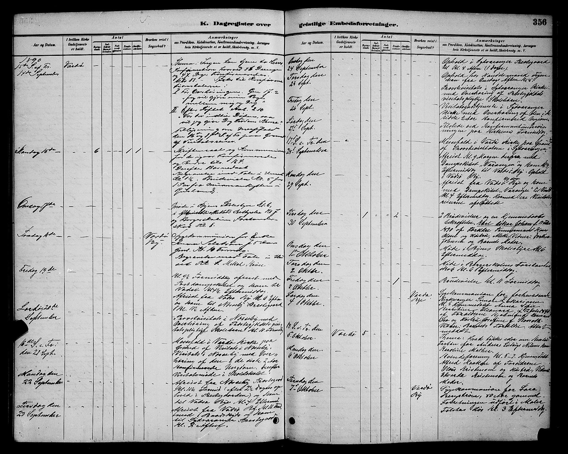 Vardø sokneprestkontor, AV/SATØ-S-1332/H/Hb/L0005klokker: Parish register (copy) no. 5, 1887-1892, p. 356