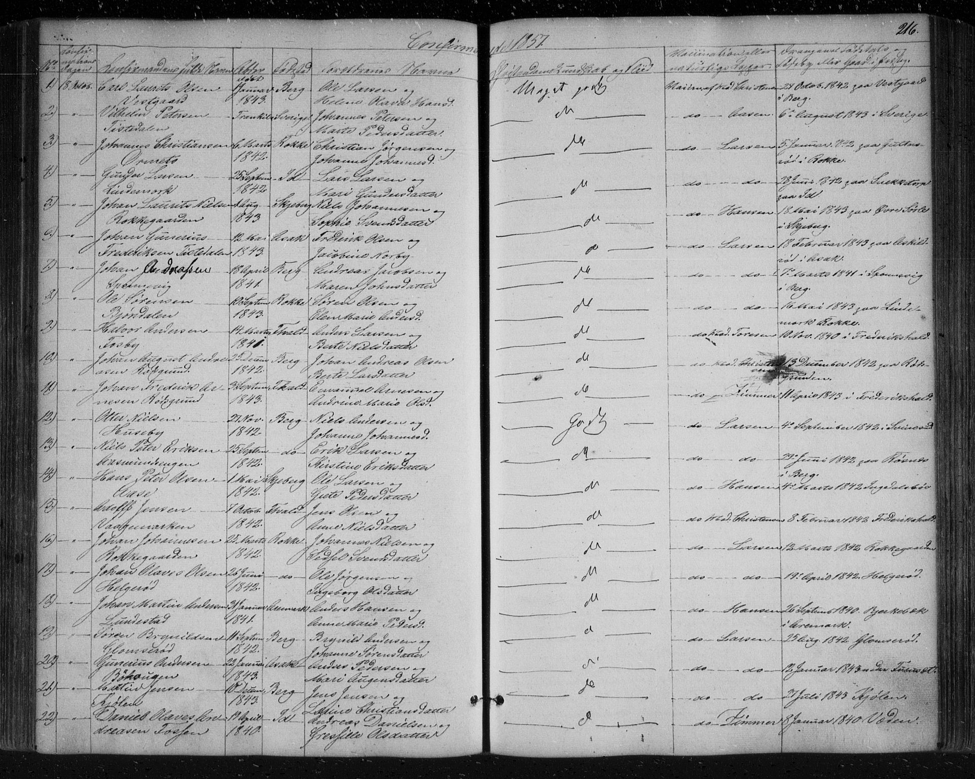 Berg prestekontor Kirkebøker, AV/SAO-A-10902/F/Fa/L0004: Parish register (official) no. I 4, 1843-1860, p. 216