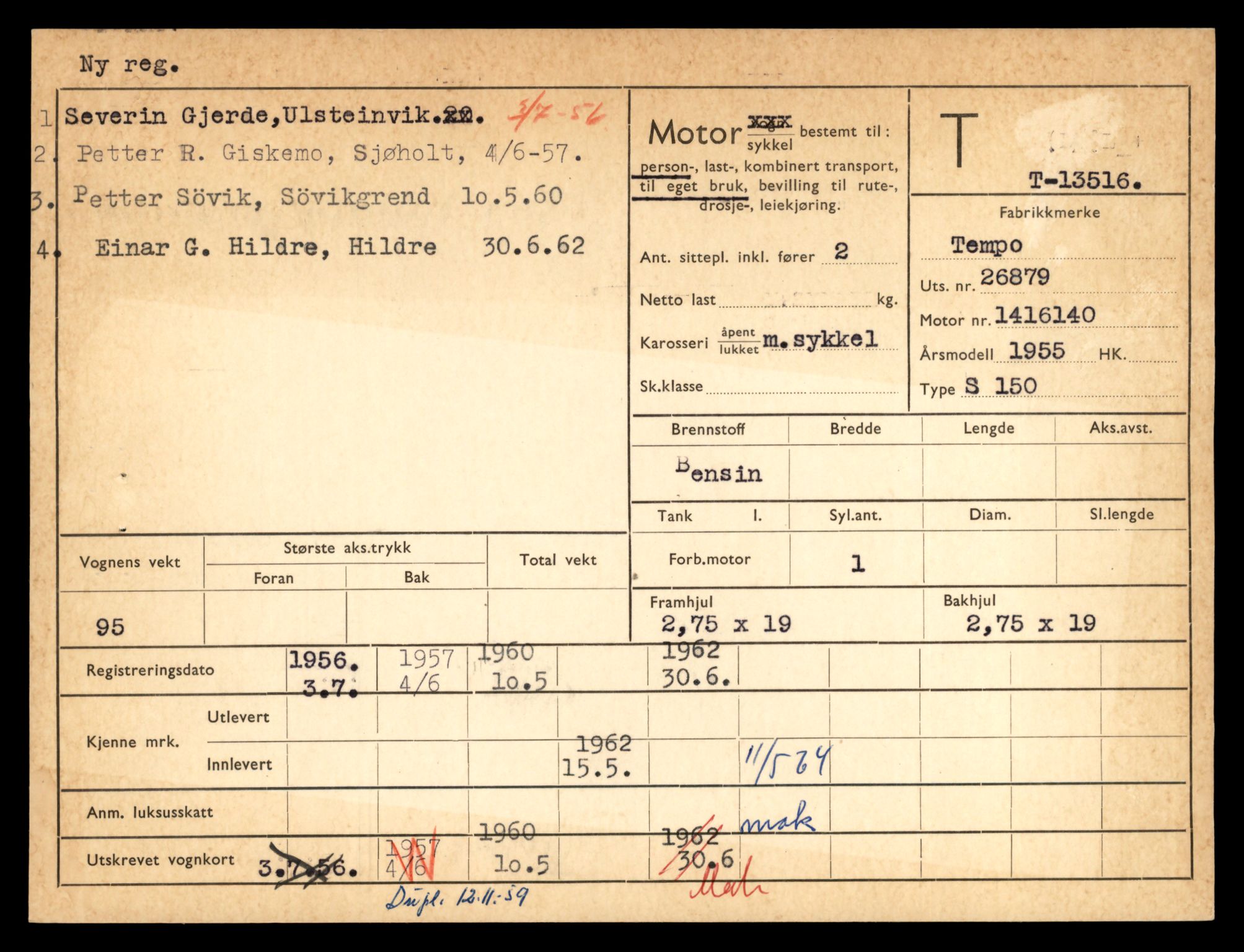 Møre og Romsdal vegkontor - Ålesund trafikkstasjon, AV/SAT-A-4099/F/Fe/L0039: Registreringskort for kjøretøy T 13361 - T 13530, 1927-1998, p. 2753
