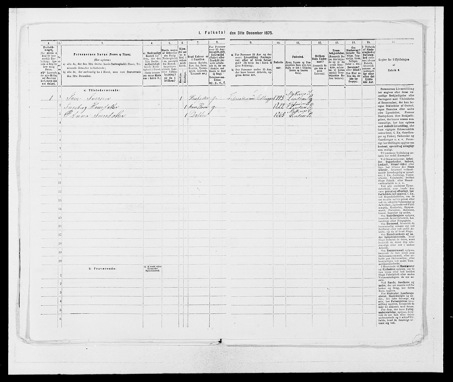 SAB, 1875 census for 1263P Lindås, 1875, p. 829