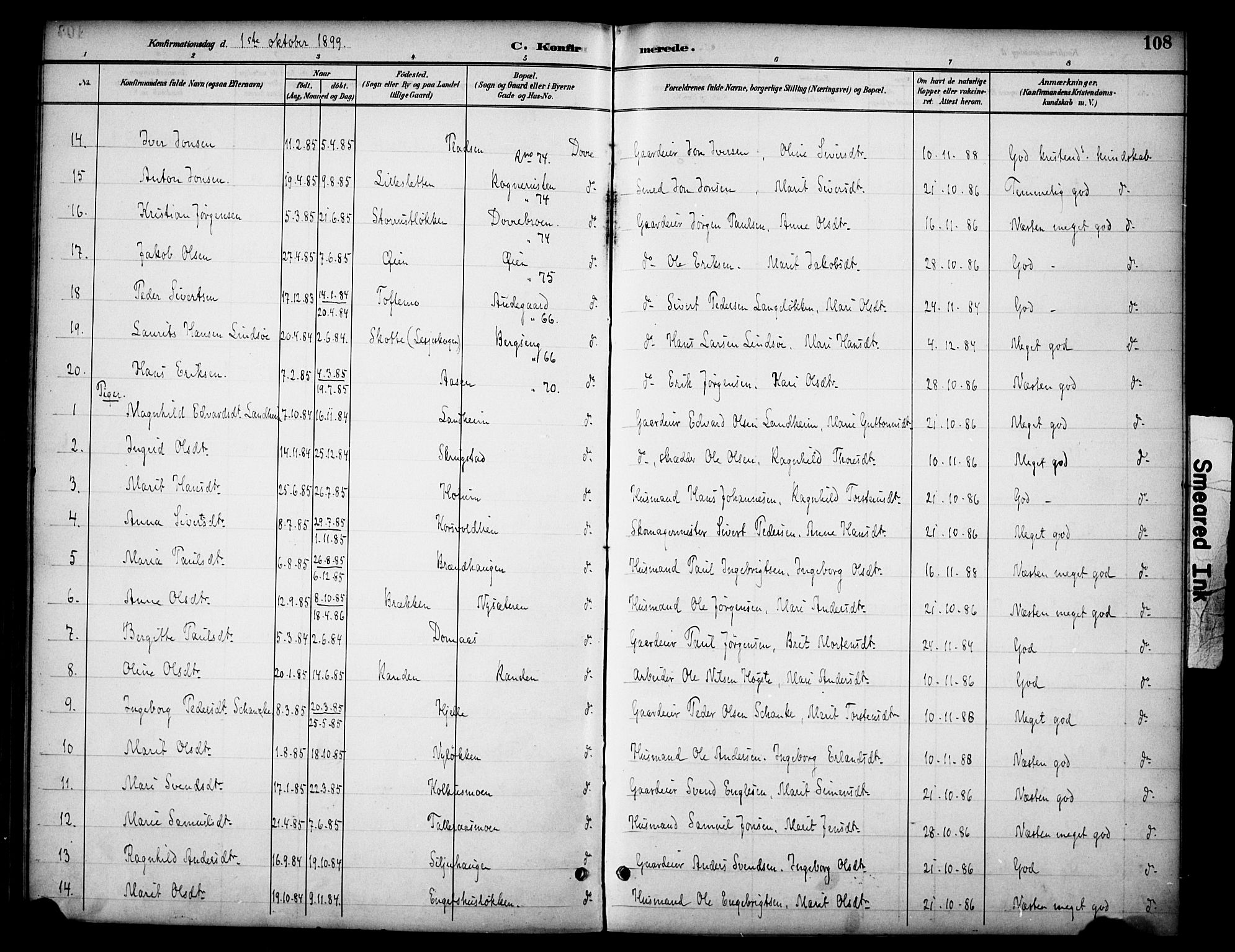 Dovre prestekontor, AV/SAH-PREST-066/H/Ha/Haa/L0003: Parish register (official) no. 3, 1891-1901, p. 108