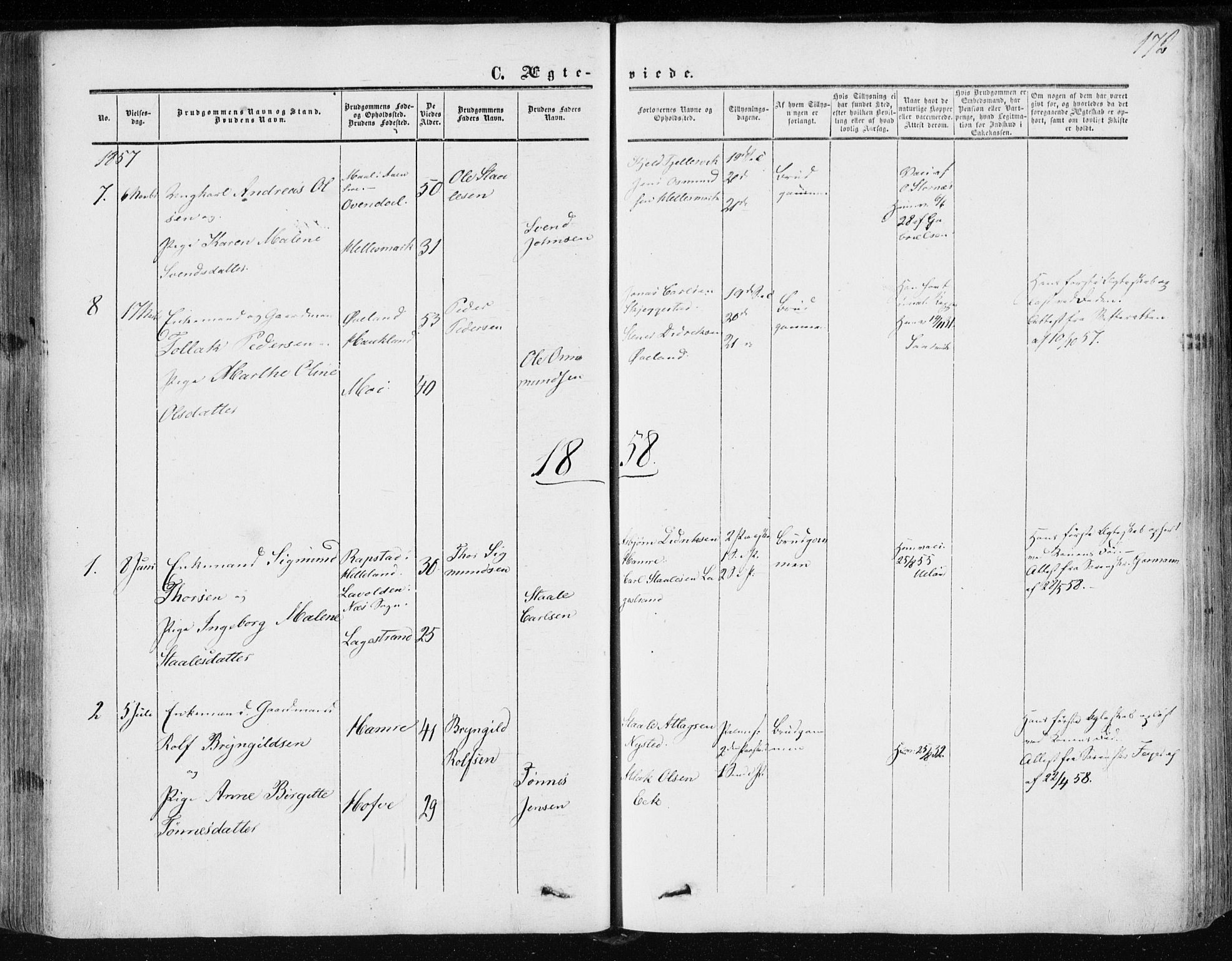 Lund sokneprestkontor, AV/SAST-A-101809/S06/L0009: Parish register (official) no. A 8, 1853-1877, p. 172