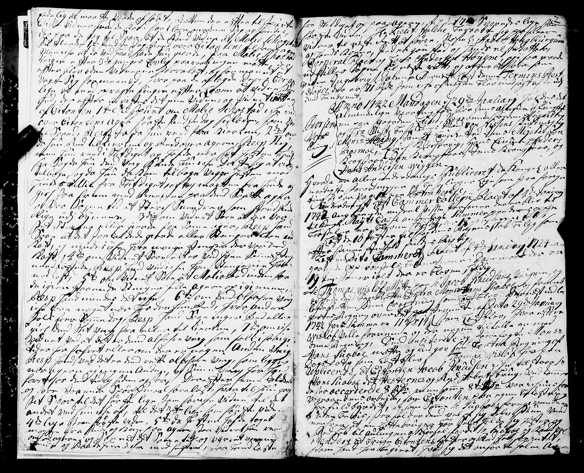 Strinda og Selbu sorenskriveri, AV/SAT-A-0015/1/1A/L0010: Tingbok 9, 1742-1747, p. 1b-2a