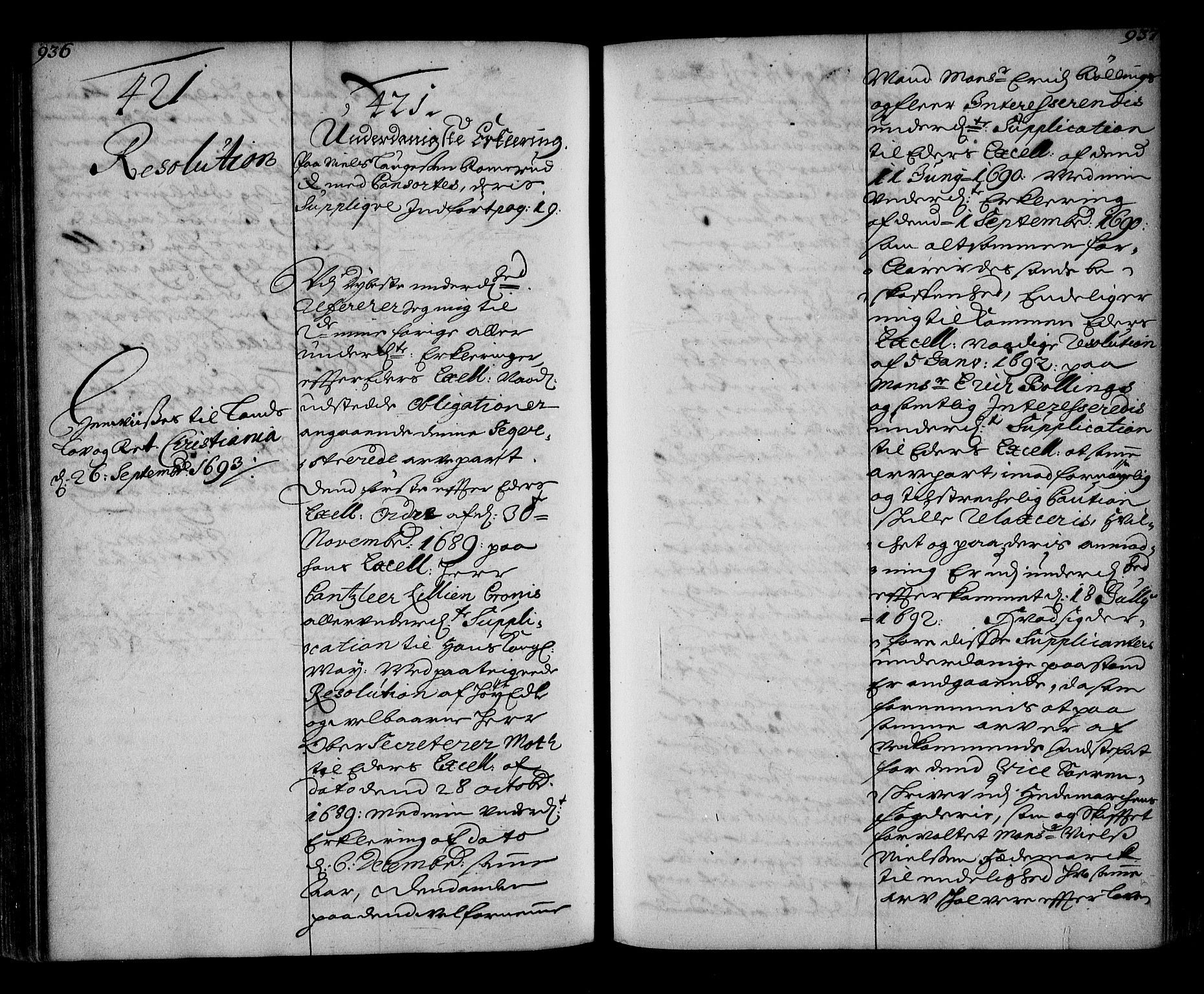 Stattholderembetet 1572-1771, RA/EA-2870/Ae/L0010: Supplikasjons- og resolusjonsprotokoll, 1692-1693, p. 936-937