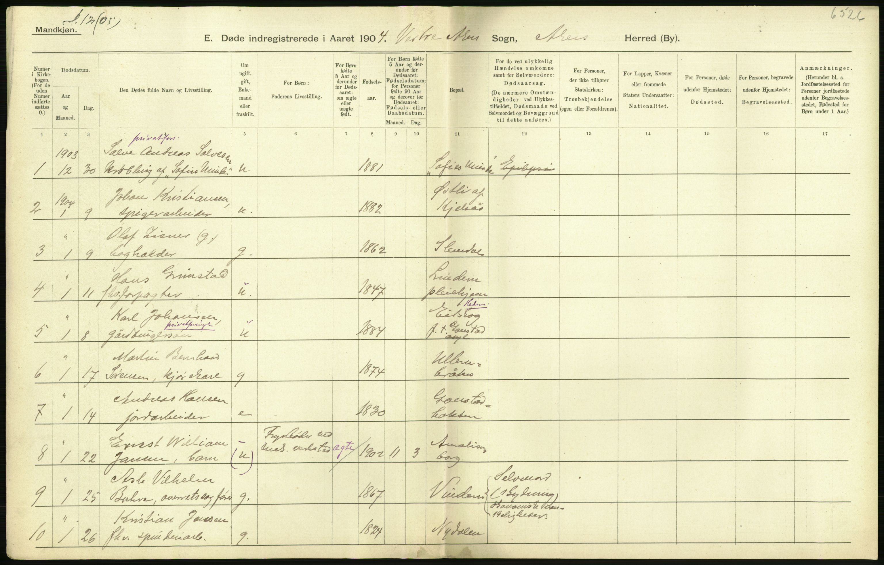 Statistisk sentralbyrå, Sosiodemografiske emner, Befolkning, AV/RA-S-2228/D/Df/Dfa/Dfab/L0002: Akershus amt: Fødte, gifte, døde, 1904, p. 794