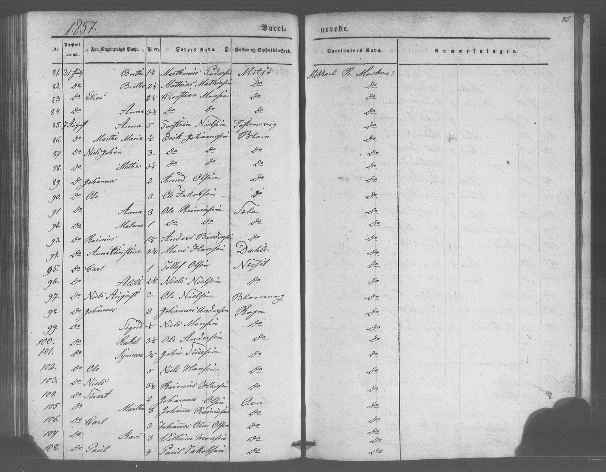 Manger sokneprestembete, AV/SAB-A-76801/H/Haa: Parish register (official) no. A 10, 1844-1859, p. 80