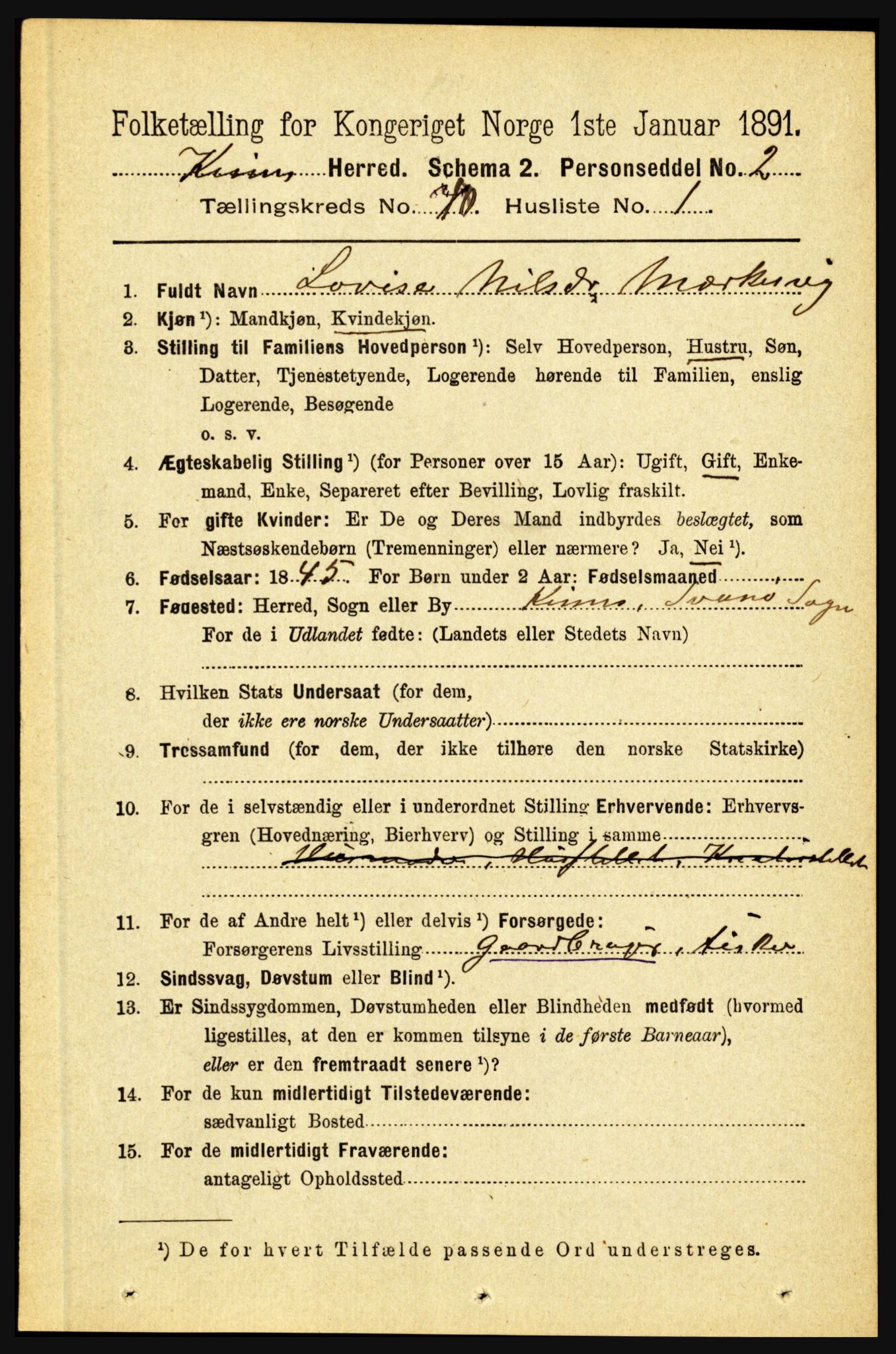 RA, 1891 census for 1437 Kinn, 1891, p. 3796