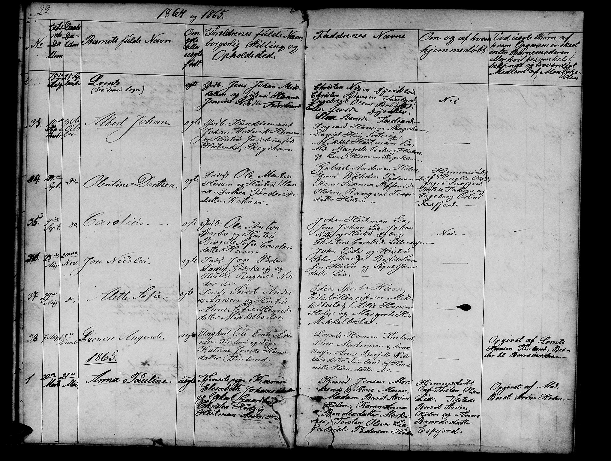 Tranøy sokneprestkontor, SATØ/S-1313/I/Ia/Iab/L0012klokker: Parish register (copy) no. 12, 1859-1874, p. 22