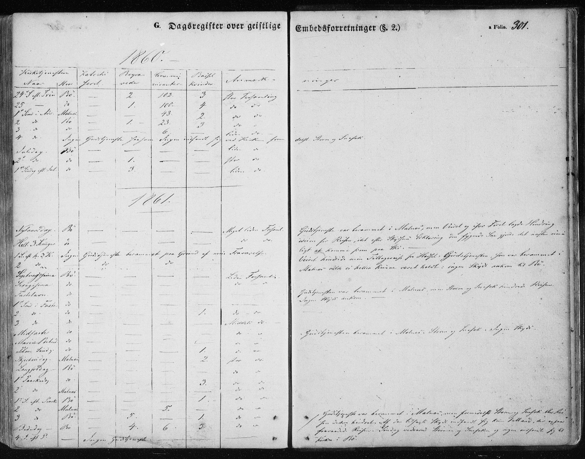 Ministerialprotokoller, klokkerbøker og fødselsregistre - Nordland, SAT/A-1459/891/L1300: Parish register (official) no. 891A05, 1856-1870, p. 301