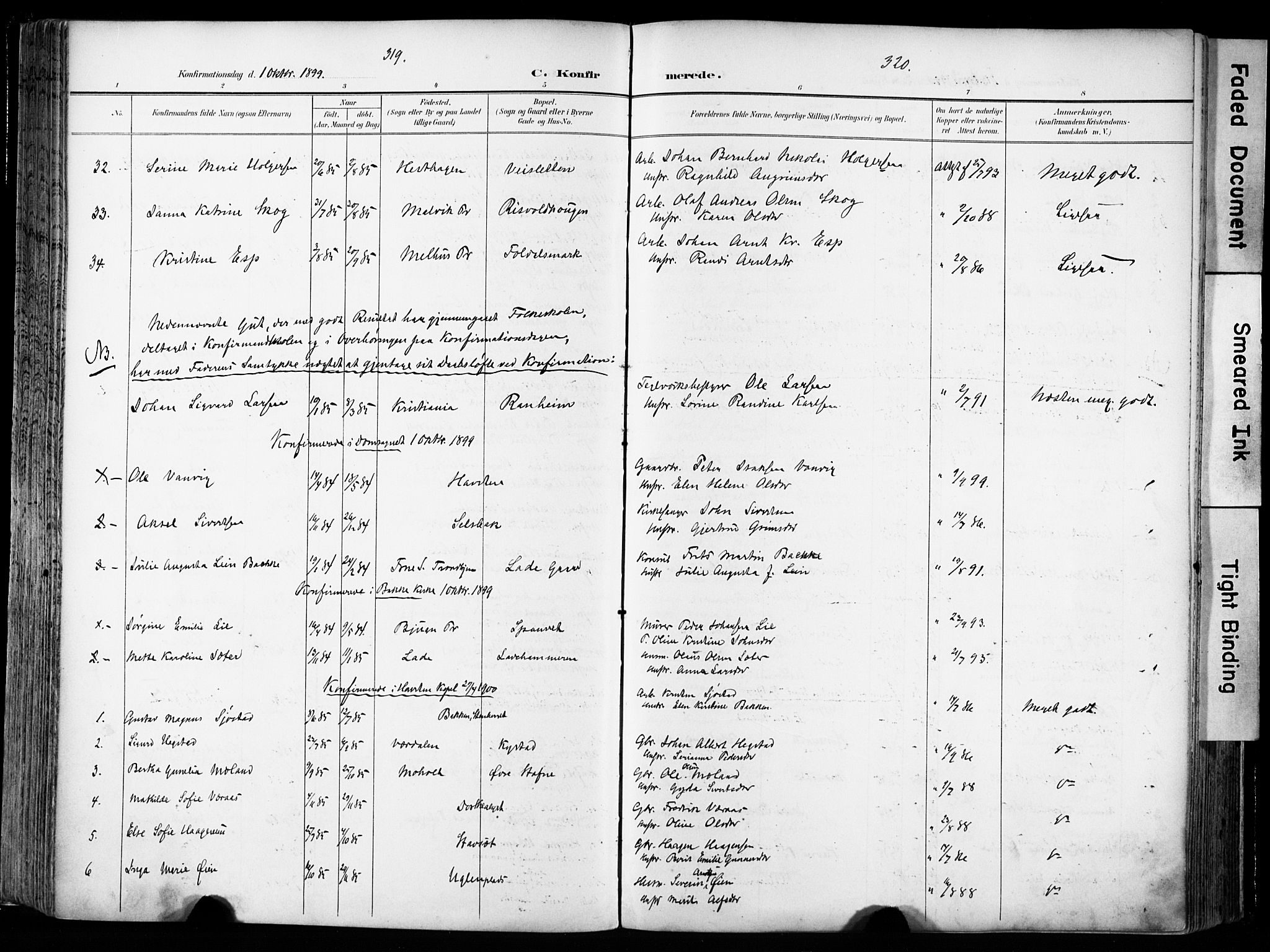 Ministerialprotokoller, klokkerbøker og fødselsregistre - Sør-Trøndelag, SAT/A-1456/606/L0301: Parish register (official) no. 606A16, 1894-1907, p. 319-320