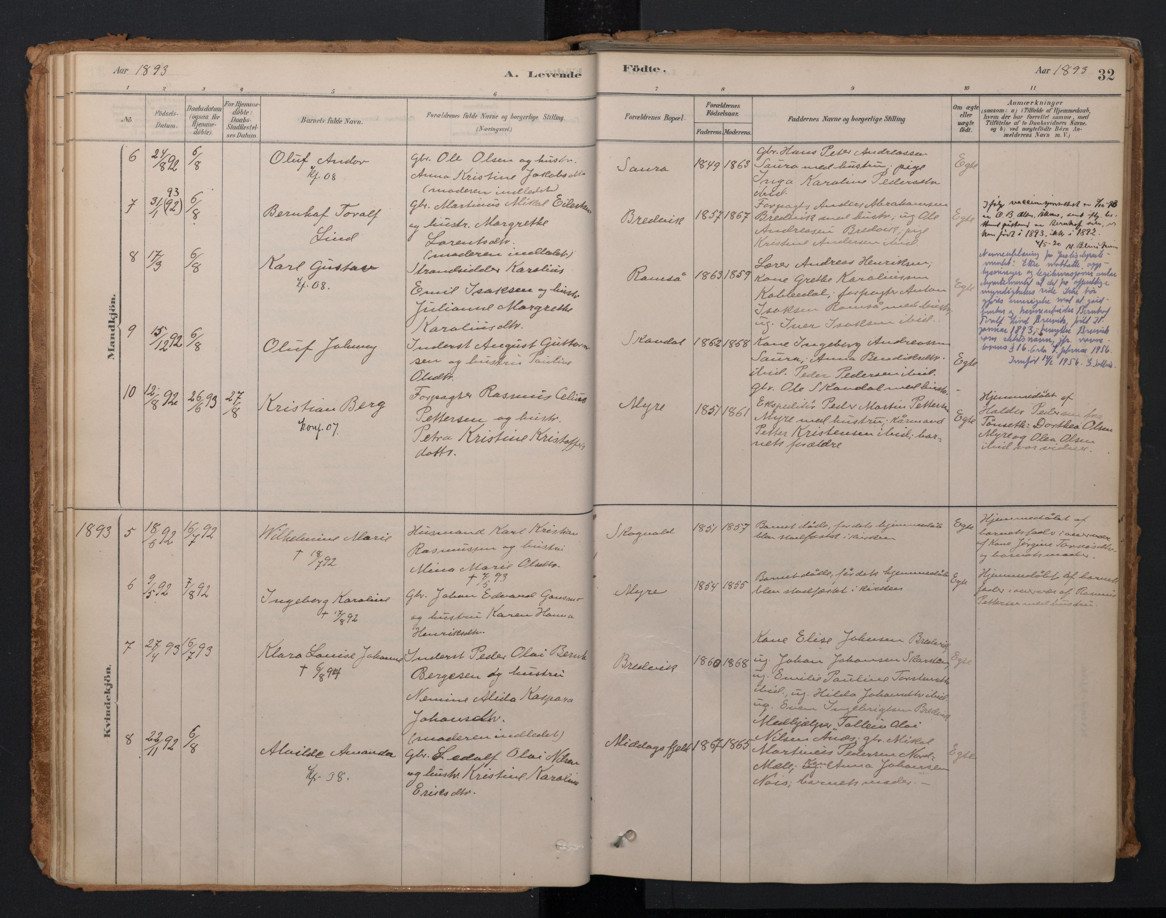 Ministerialprotokoller, klokkerbøker og fødselsregistre - Nordland, AV/SAT-A-1459/897/L1399: Parish register (official) no. 897A06, 1881-1896, p. 32