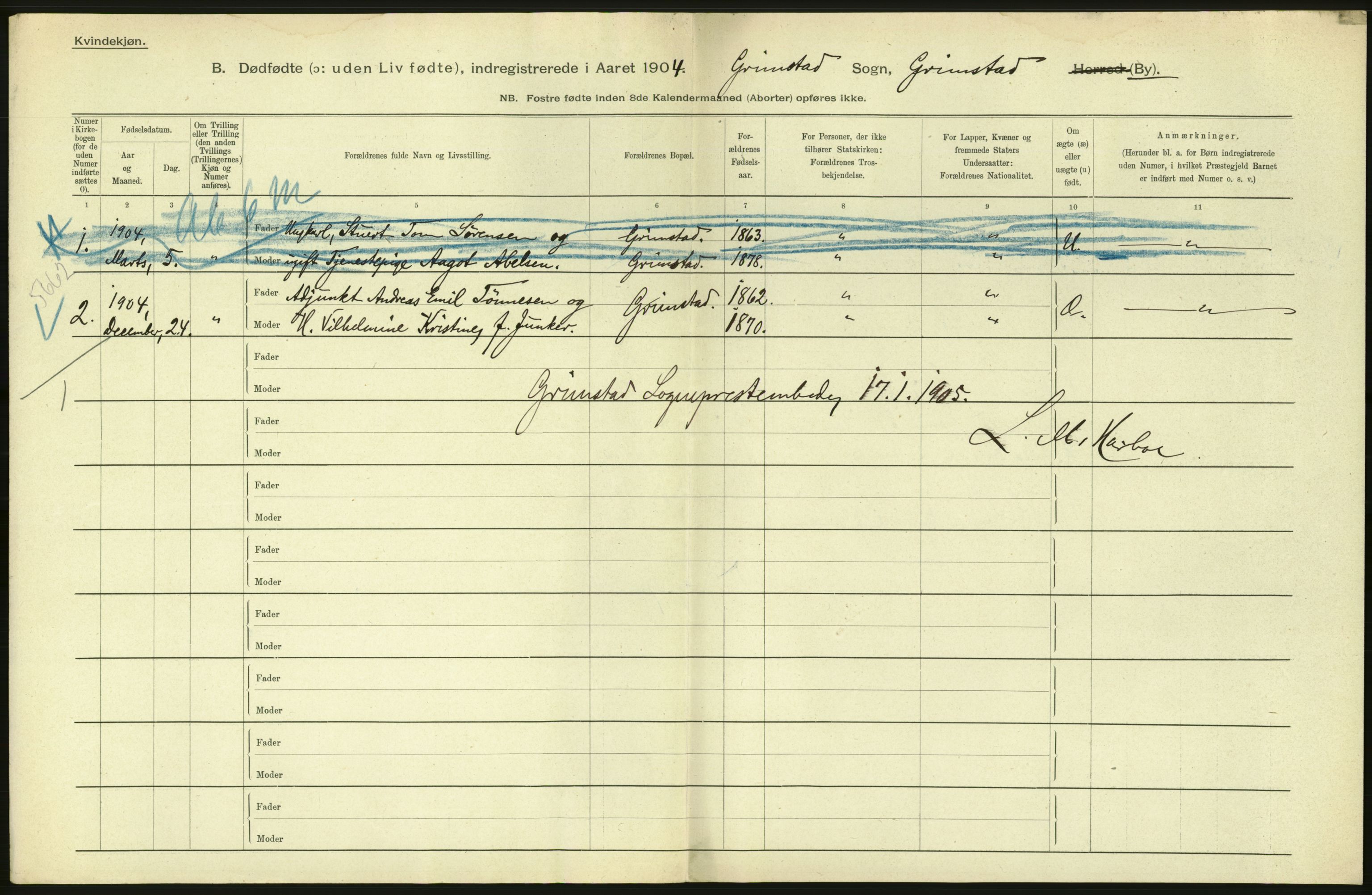 Statistisk sentralbyrå, Sosiodemografiske emner, Befolkning, RA/S-2228/D/Df/Dfa/Dfab/L0027: Smålenes amt - Finnmarkens amt: Dødfødte. Byer, 1904, p. 154