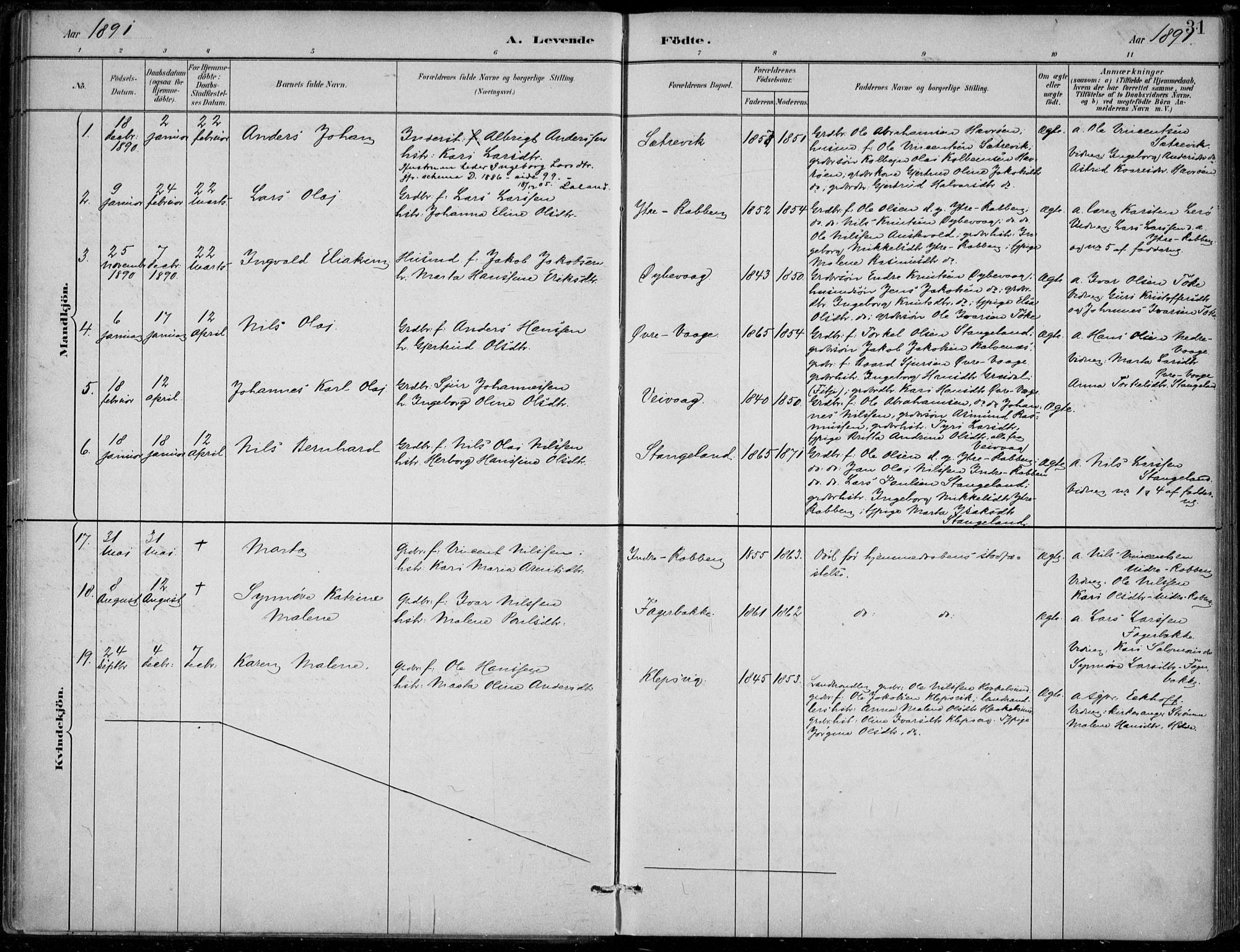 Sund sokneprestembete, AV/SAB-A-99930: Parish register (official) no. D 1, 1882-1899, p. 31