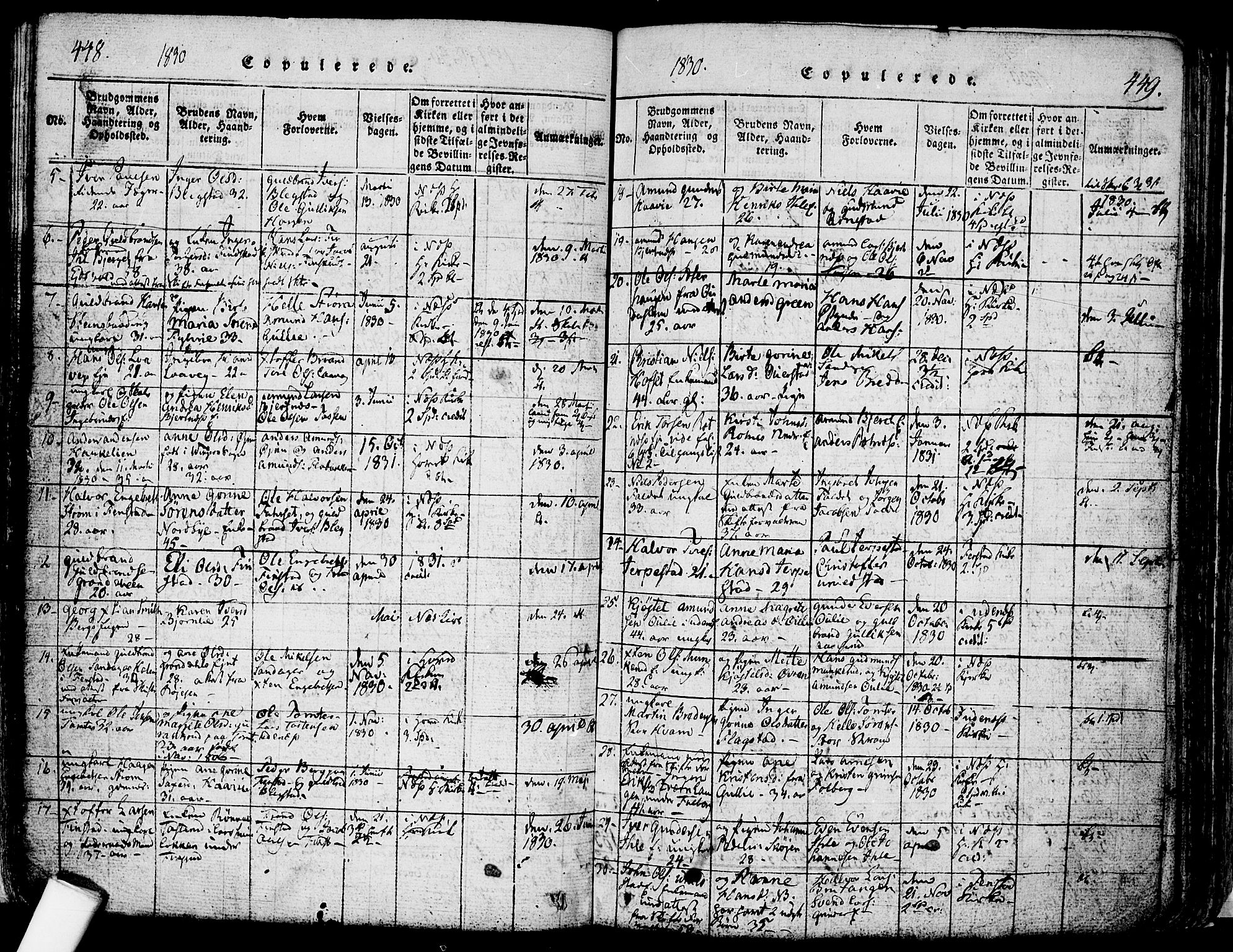 Nes prestekontor Kirkebøker, SAO/A-10410/F/Fa/L0005: Parish register (official) no. I 5, 1815-1835, p. 448-449