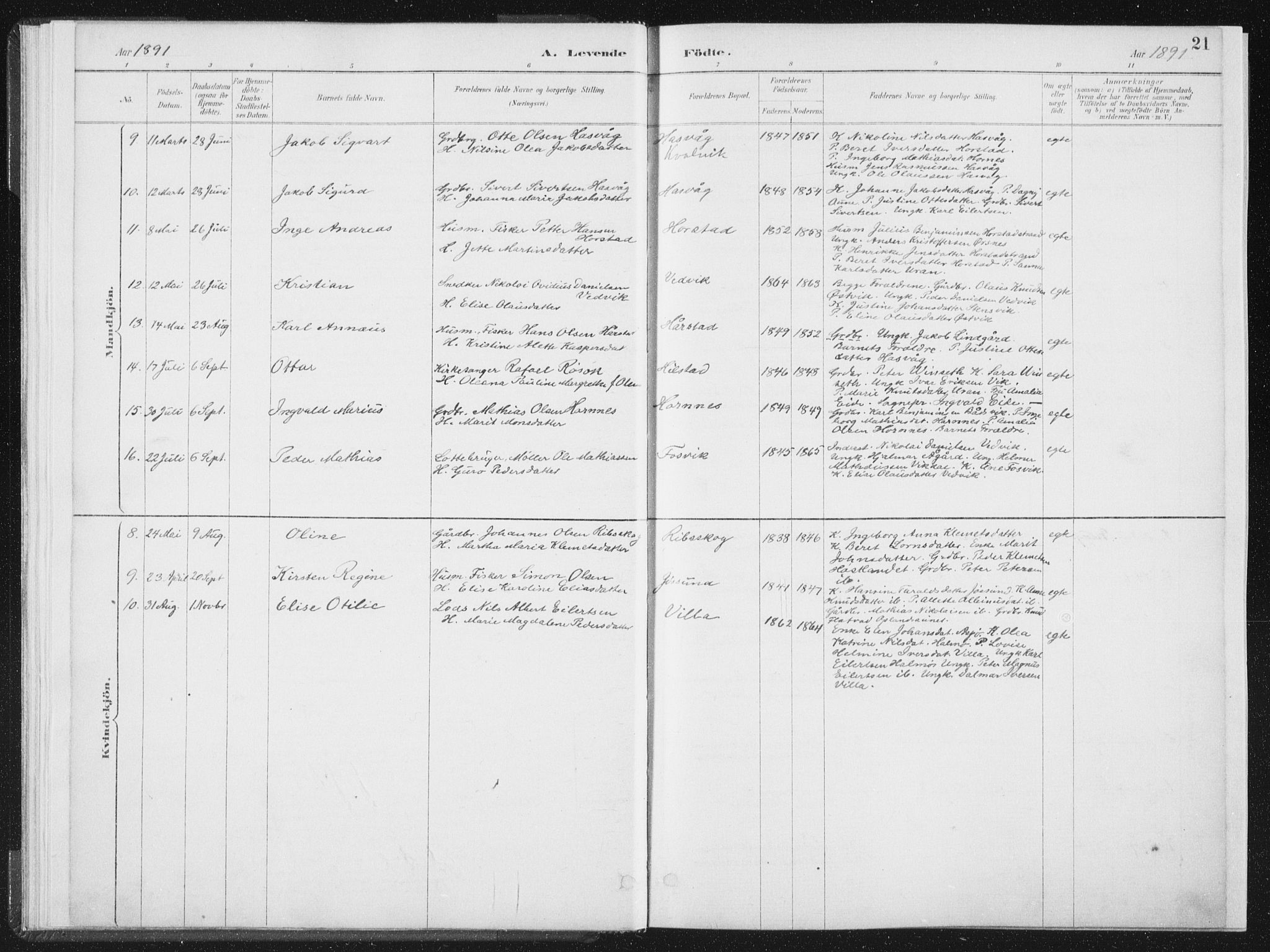 Ministerialprotokoller, klokkerbøker og fødselsregistre - Nord-Trøndelag, SAT/A-1458/771/L0597: Parish register (official) no. 771A04, 1885-1910, p. 21