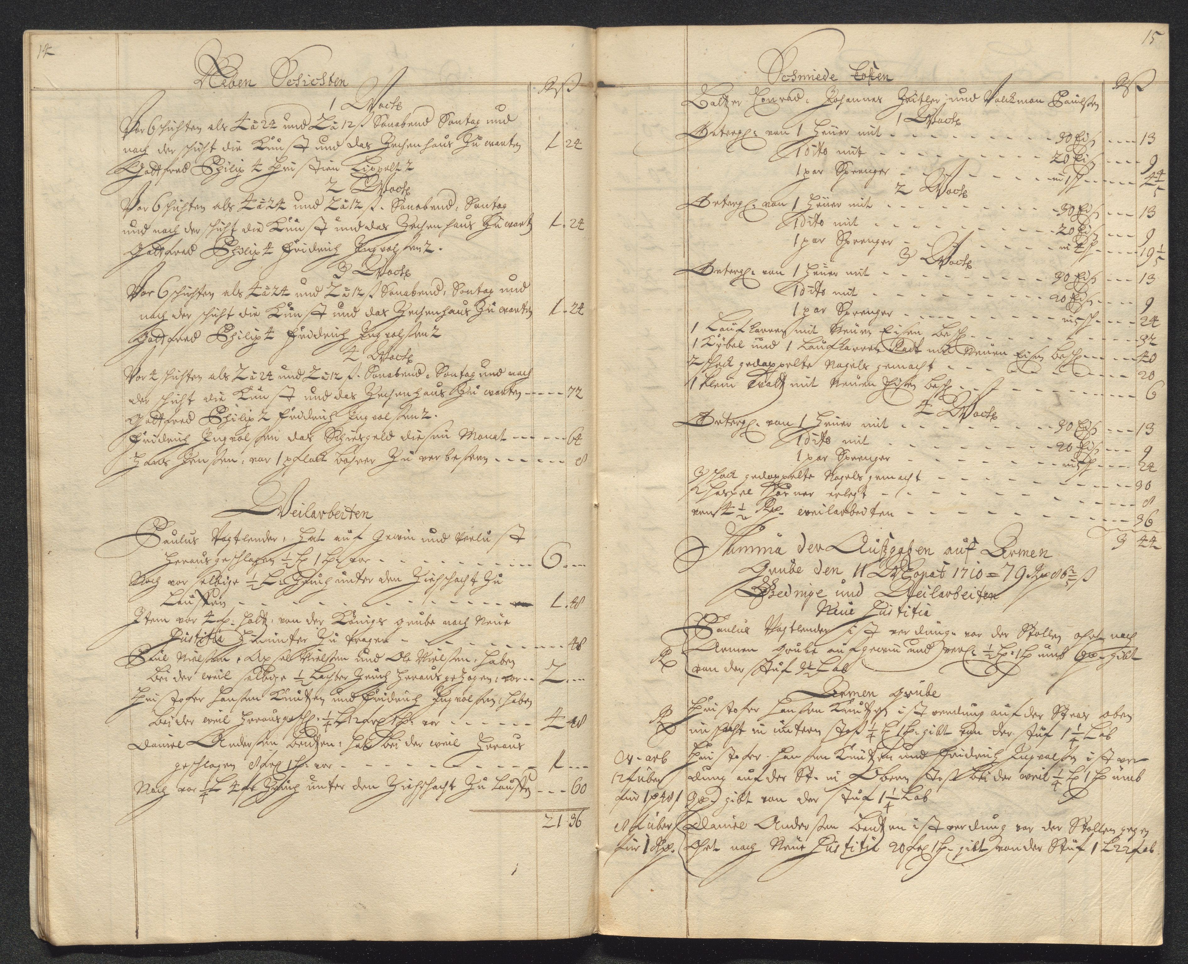 Kongsberg Sølvverk 1623-1816, AV/SAKO-EA-3135/001/D/Dc/Dcd/L0098: Utgiftsregnskap for gruver m.m. , 1710, p. 407