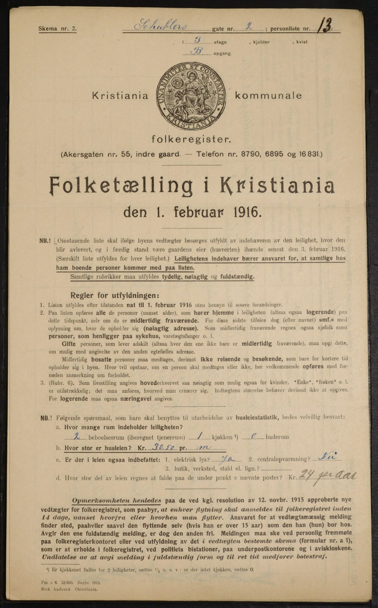 OBA, Municipal Census 1916 for Kristiania, 1916, p. 95130