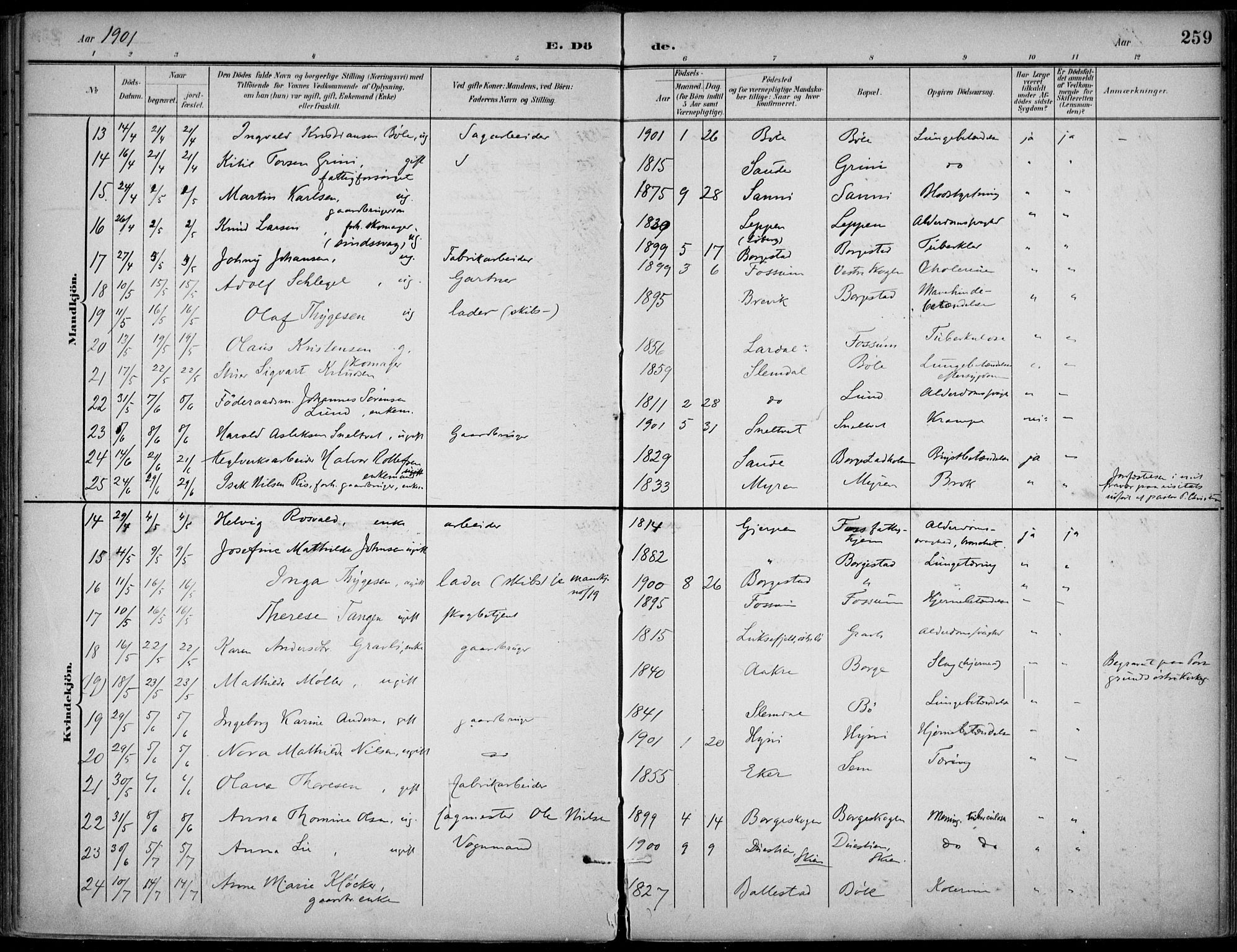 Gjerpen kirkebøker, SAKO/A-265/F/Fa/L0011: Parish register (official) no. I 11, 1896-1904, p. 259
