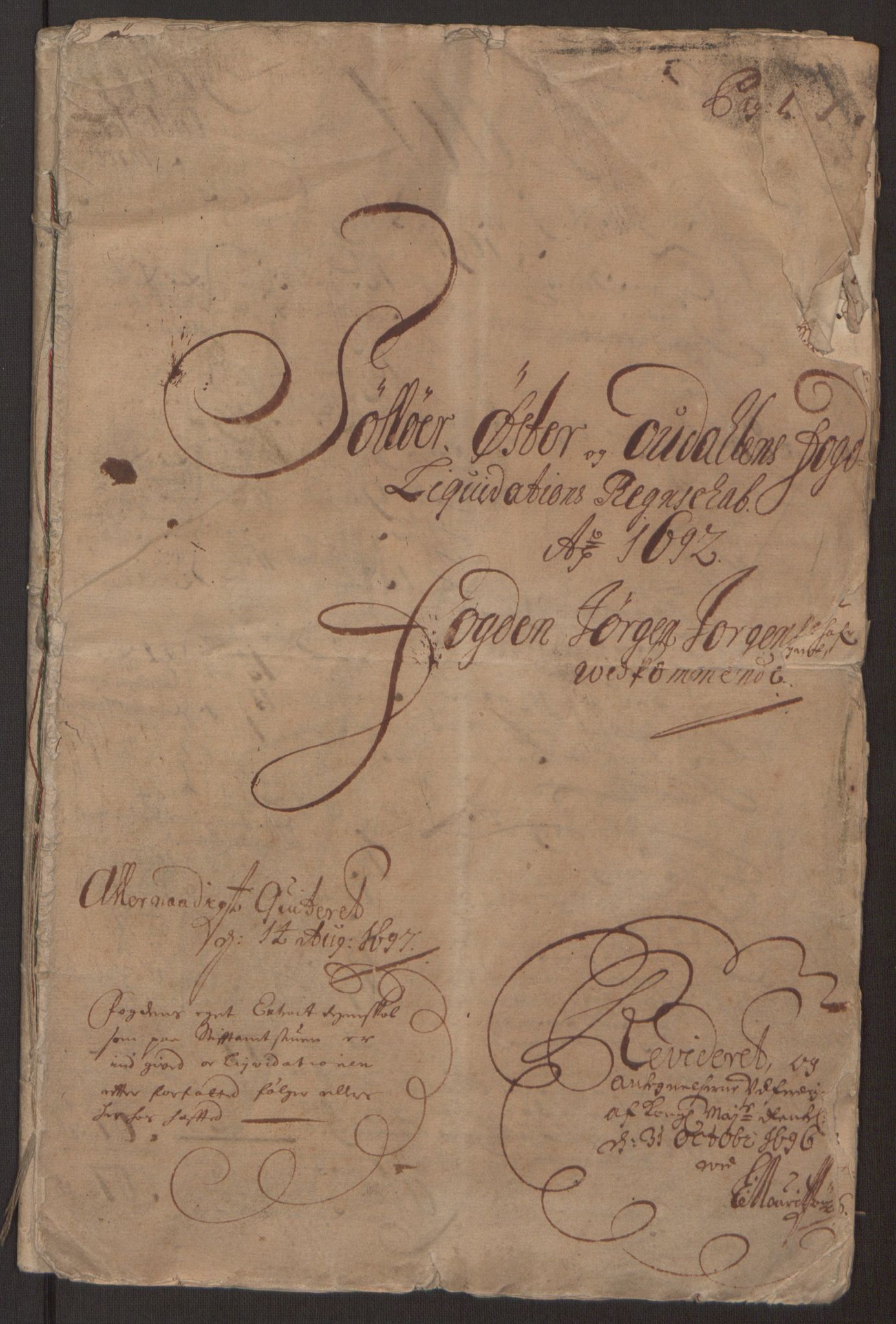 Rentekammeret inntil 1814, Reviderte regnskaper, Fogderegnskap, RA/EA-4092/R13/L0830: Fogderegnskap Solør, Odal og Østerdal, 1692, p. 4