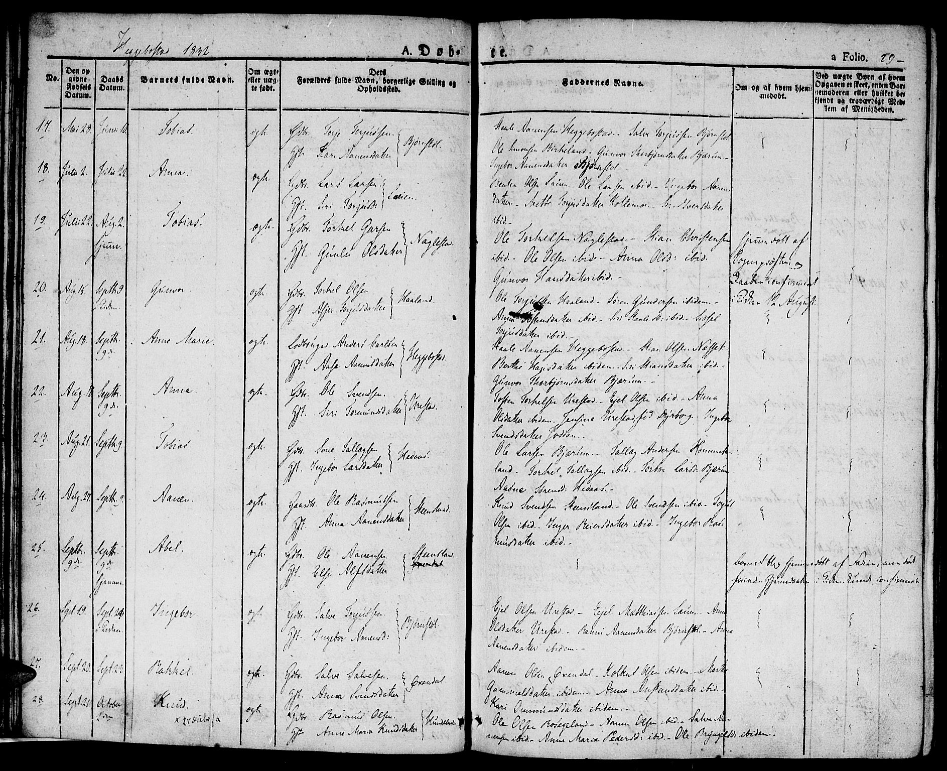 Hægebostad sokneprestkontor, AV/SAK-1111-0024/F/Fa/Faa/L0003: Parish register (official) no. A 3 /1, 1825-1834, p. 29