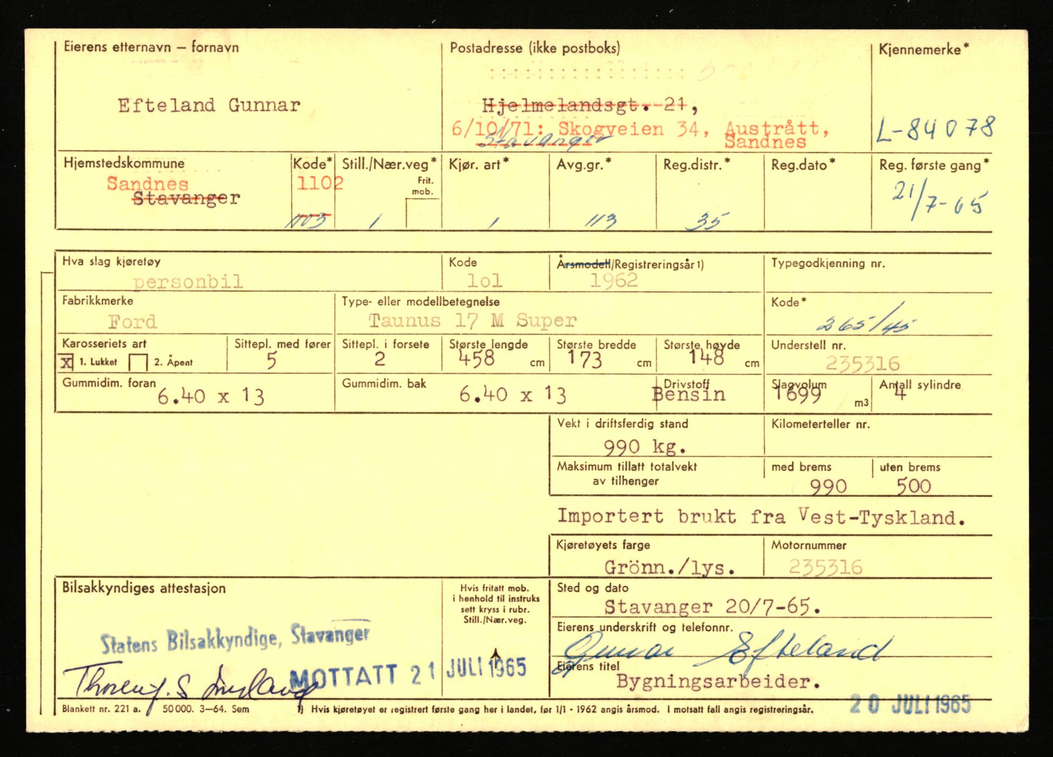 Stavanger trafikkstasjon, AV/SAST-A-101942/0/F/L0072: L-82200 - L-84099, 1930-1971, p. 2157