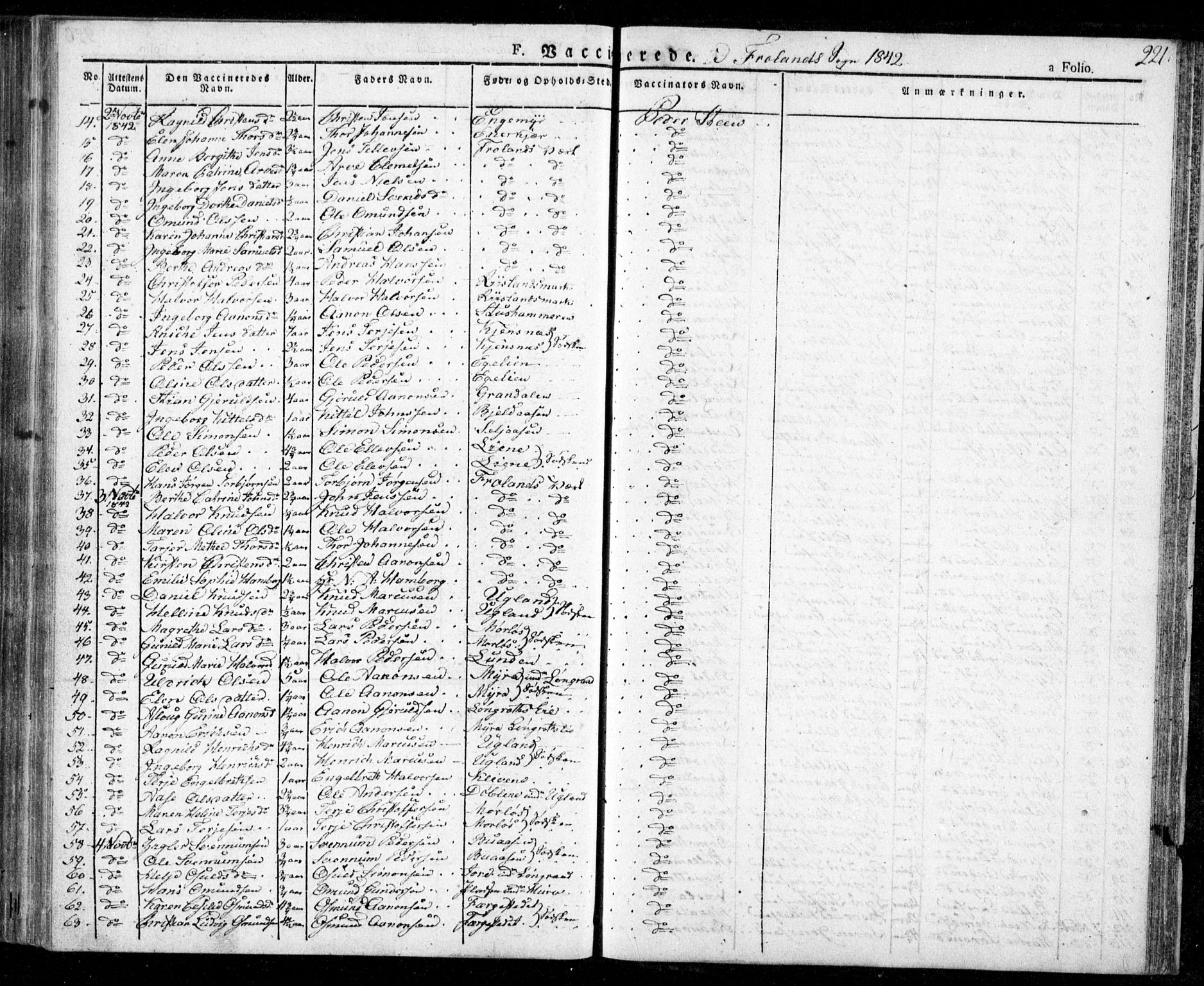 Froland sokneprestkontor, AV/SAK-1111-0013/F/Fa/L0001: Parish register (official) no. A 1, 1827-1844, p. 221