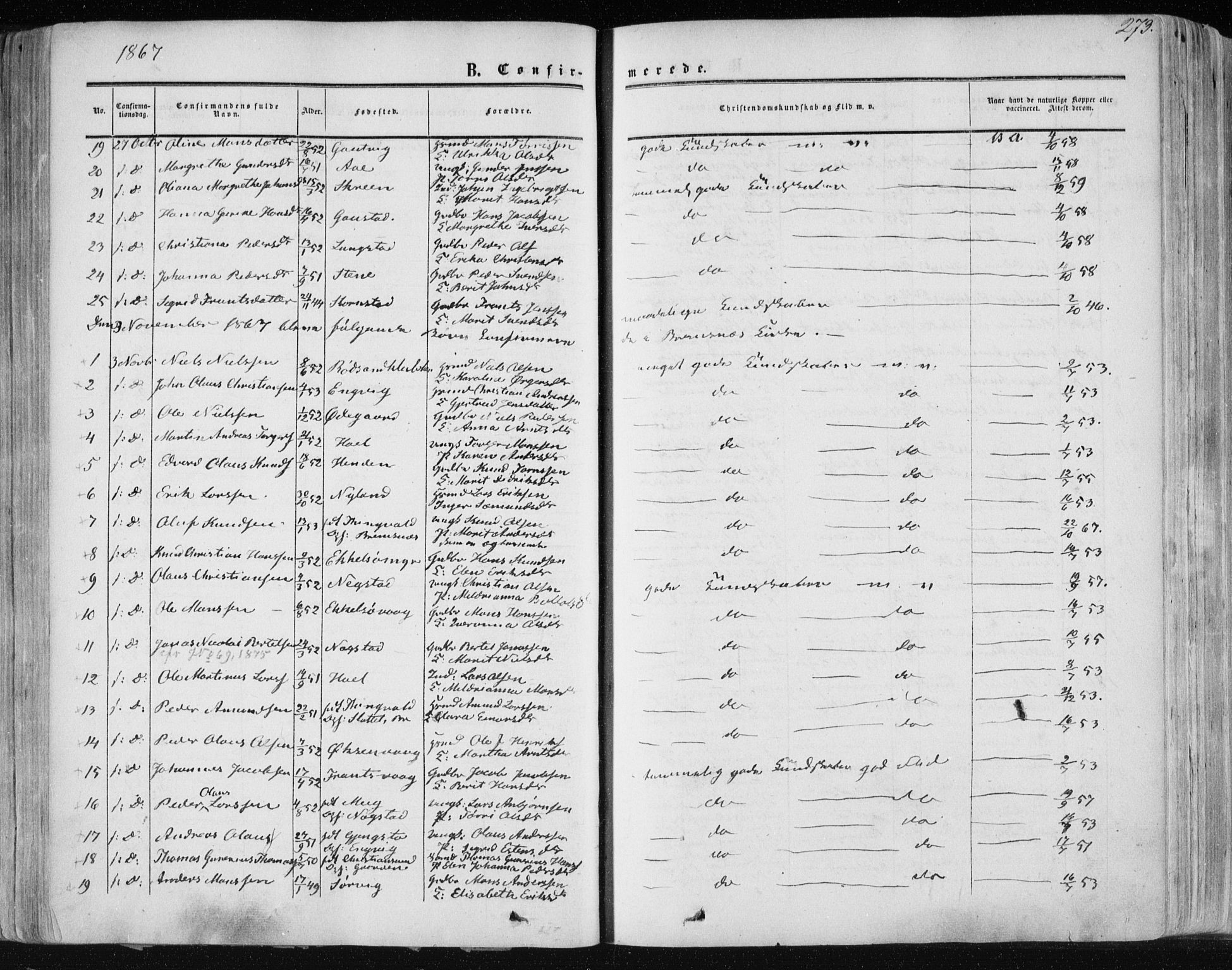 Ministerialprotokoller, klokkerbøker og fødselsregistre - Møre og Romsdal, AV/SAT-A-1454/568/L0804: Parish register (official) no. 568A11, 1854-1868, p. 273