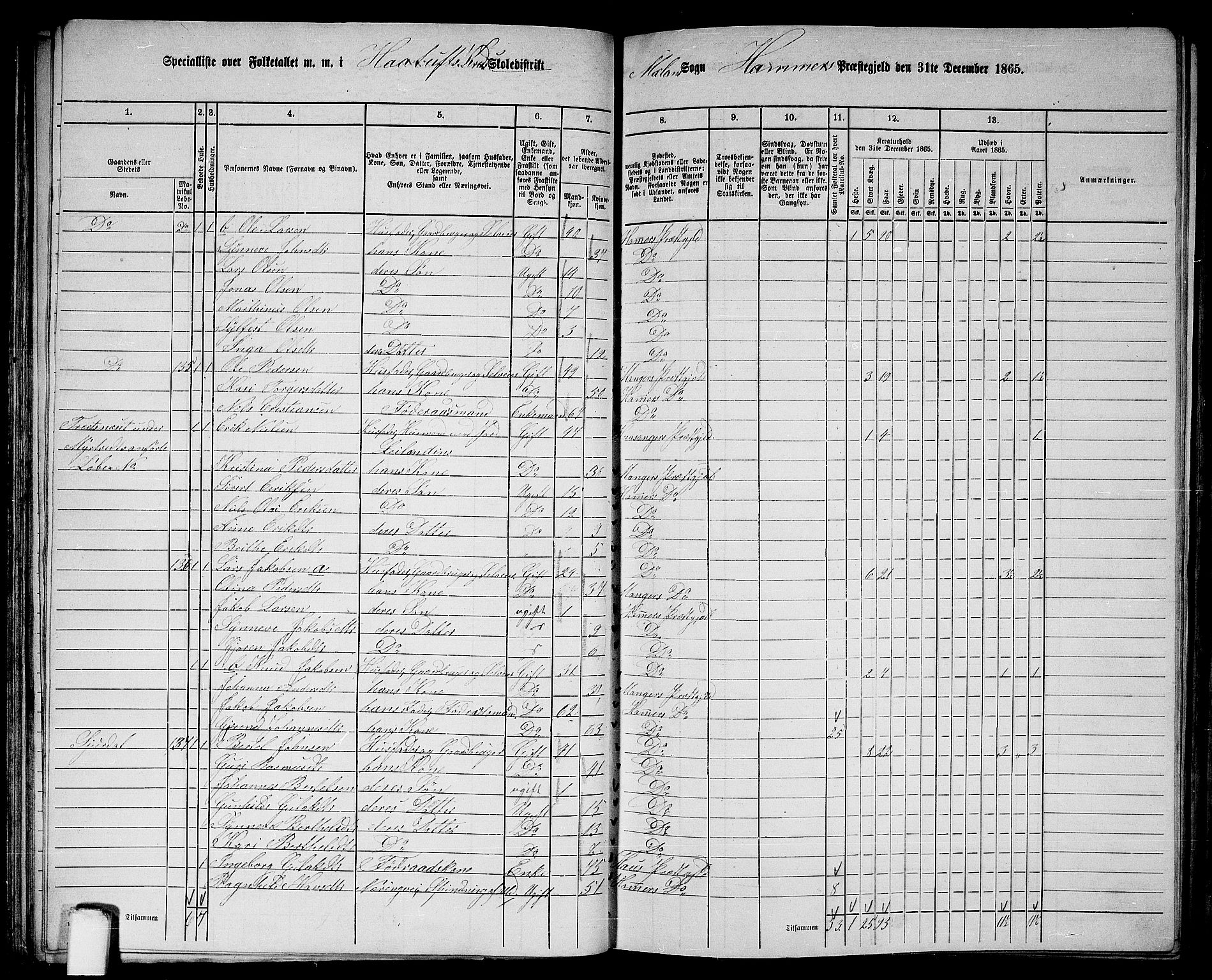 RA, 1865 census for Hamre, 1865, p. 64