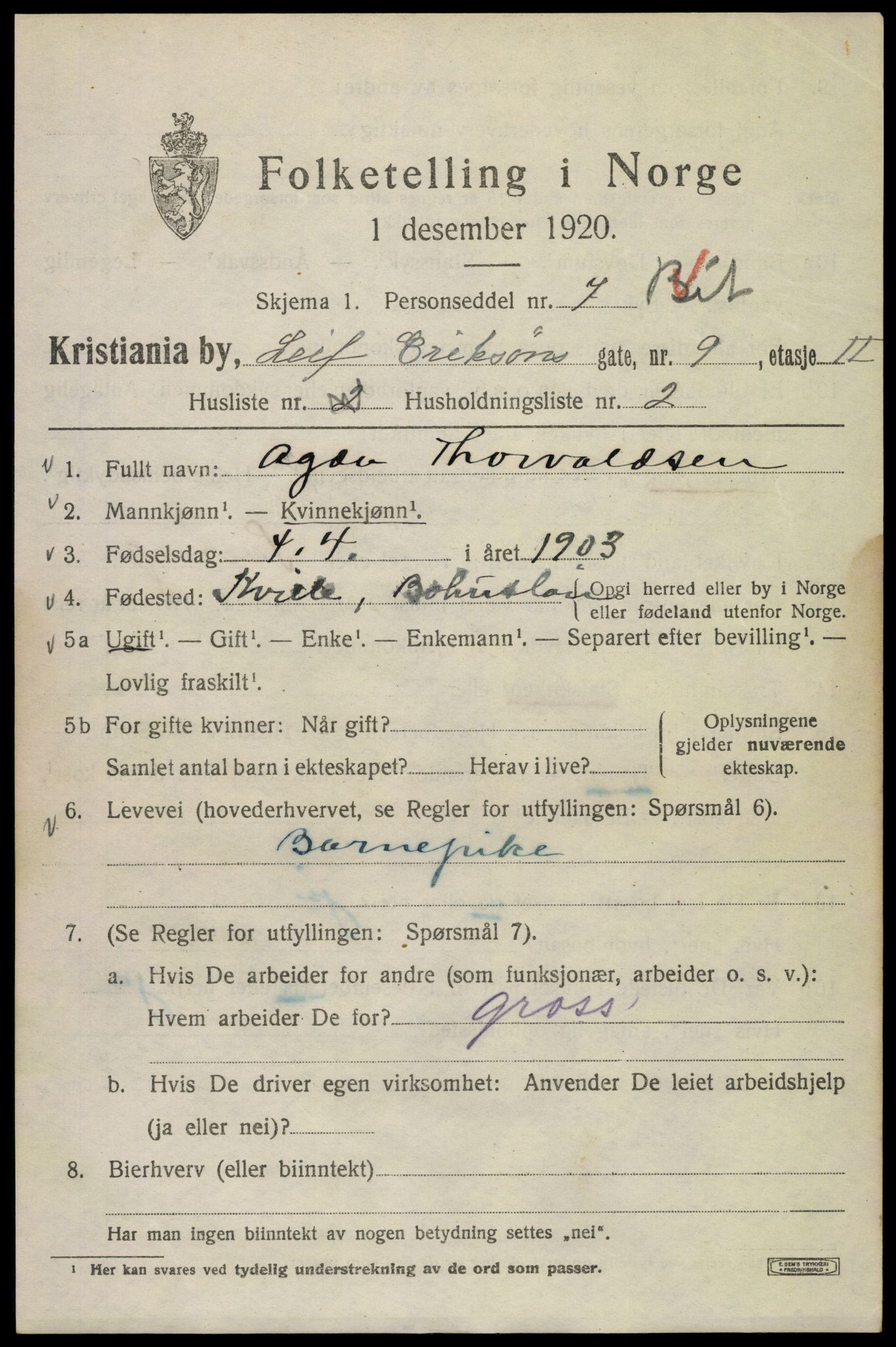 SAO, 1920 census for Kristiania, 1920, p. 362313