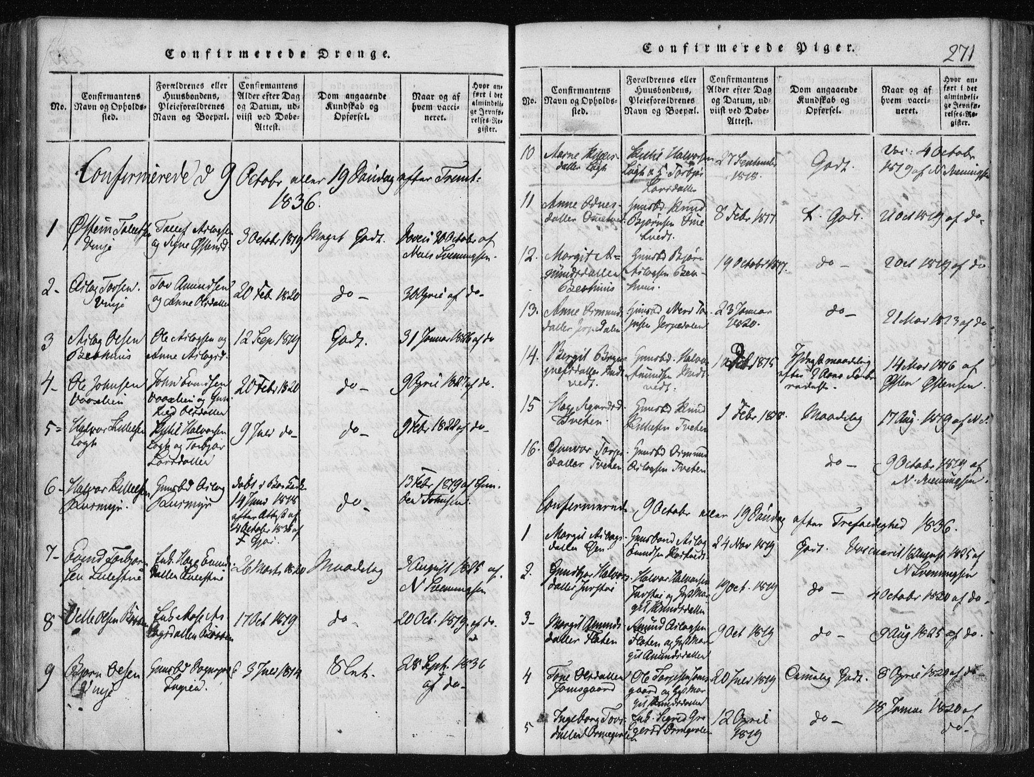 Vinje kirkebøker, SAKO/A-312/F/Fa/L0003: Parish register (official) no. I 3, 1814-1843, p. 271