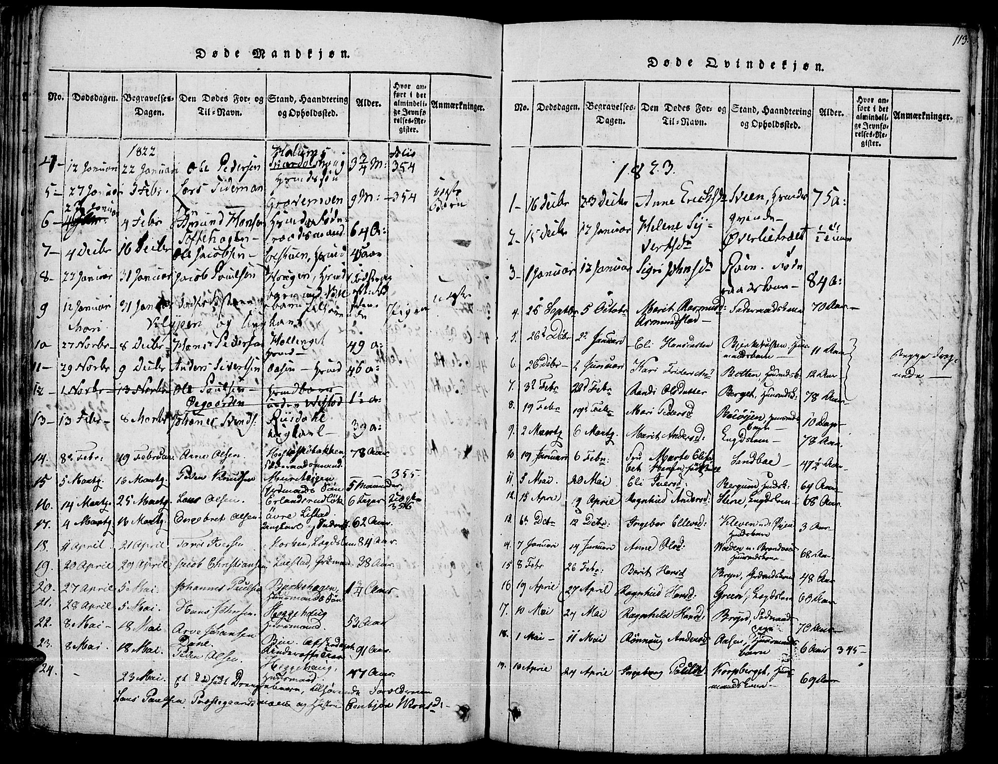 Fron prestekontor, SAH/PREST-078/H/Ha/Haa/L0002: Parish register (official) no. 2, 1816-1827, p. 113