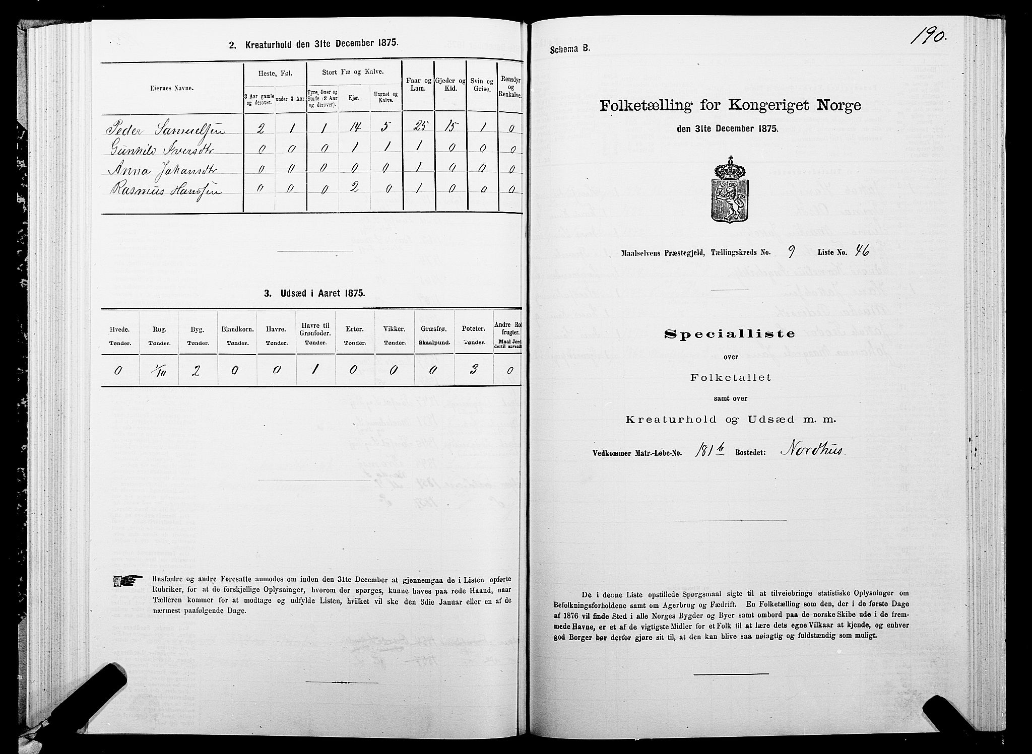 SATØ, 1875 census for 1924P Målselv, 1875, p. 4190