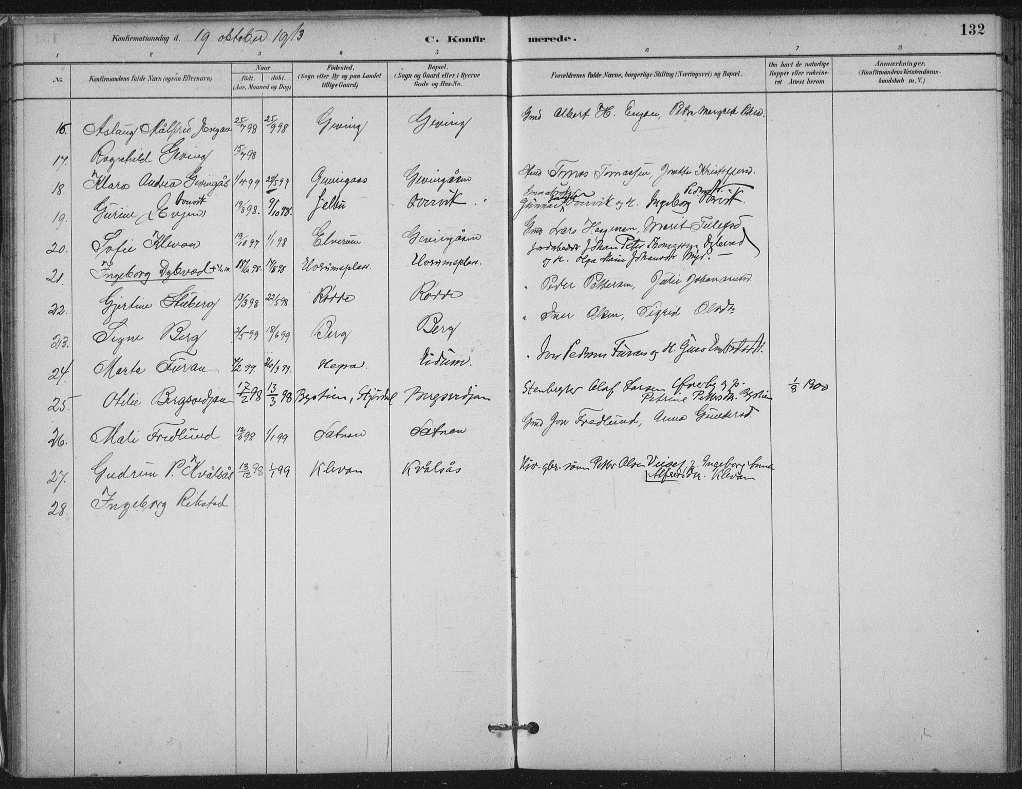 Ministerialprotokoller, klokkerbøker og fødselsregistre - Nord-Trøndelag, SAT/A-1458/710/L0095: Parish register (official) no. 710A01, 1880-1914, p. 132