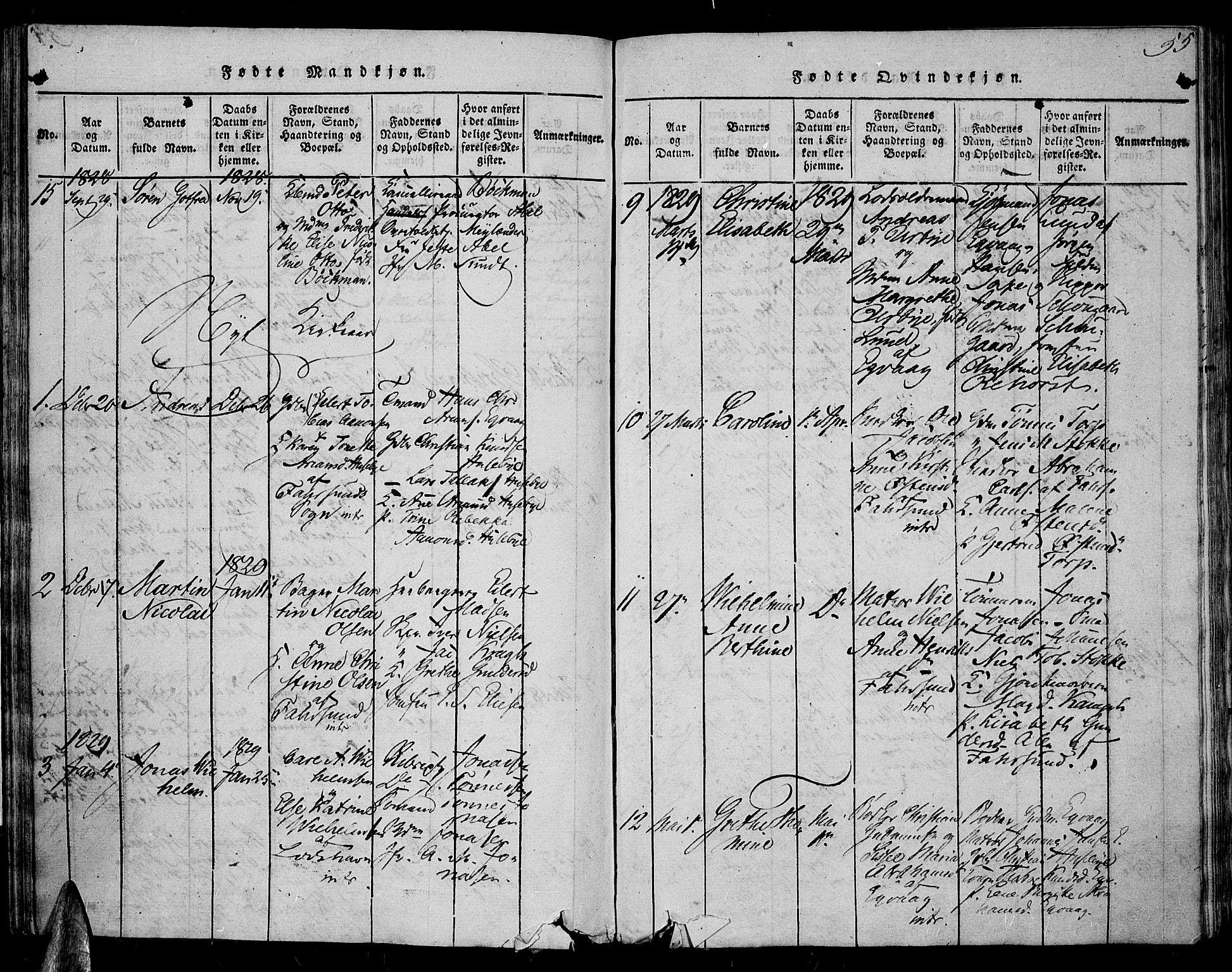 Farsund sokneprestkontor, SAK/1111-0009/F/Fa/L0002: Parish register (official) no. A 2, 1815-1836, p. 55