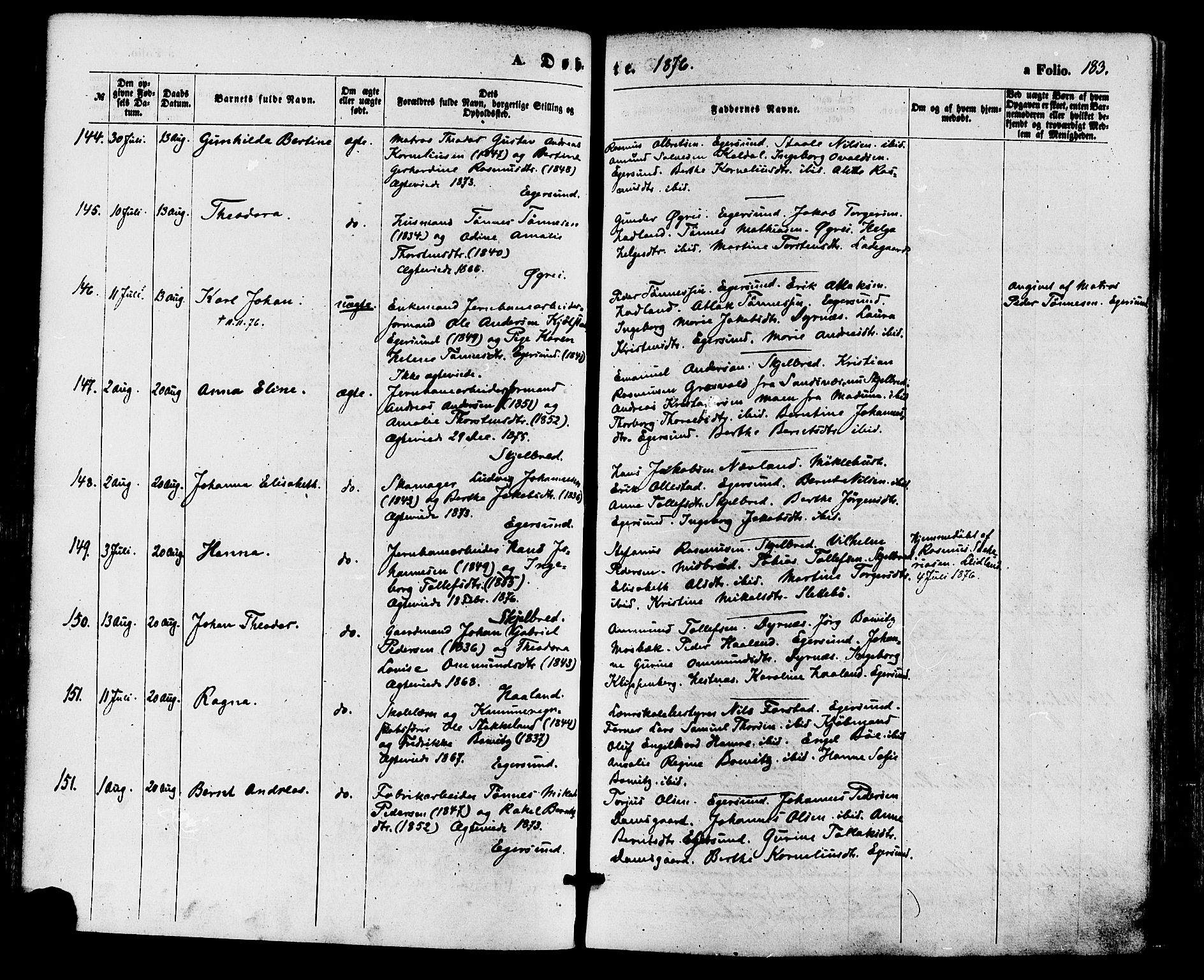 Eigersund sokneprestkontor, AV/SAST-A-101807/S08/L0014: Parish register (official) no. A 13, 1866-1878, p. 183