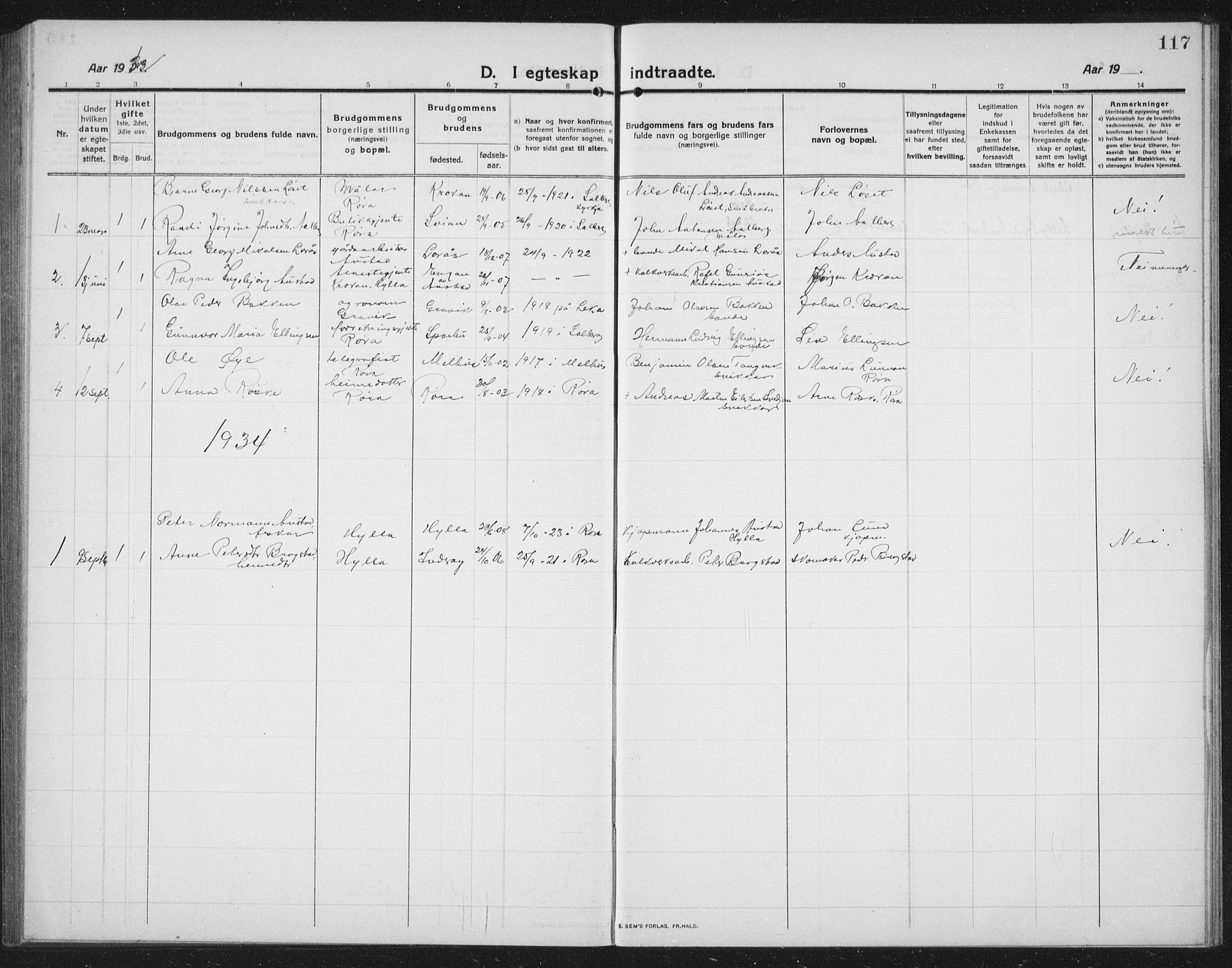 Ministerialprotokoller, klokkerbøker og fødselsregistre - Nord-Trøndelag, SAT/A-1458/731/L0312: Parish register (copy) no. 731C03, 1911-1935, p. 117