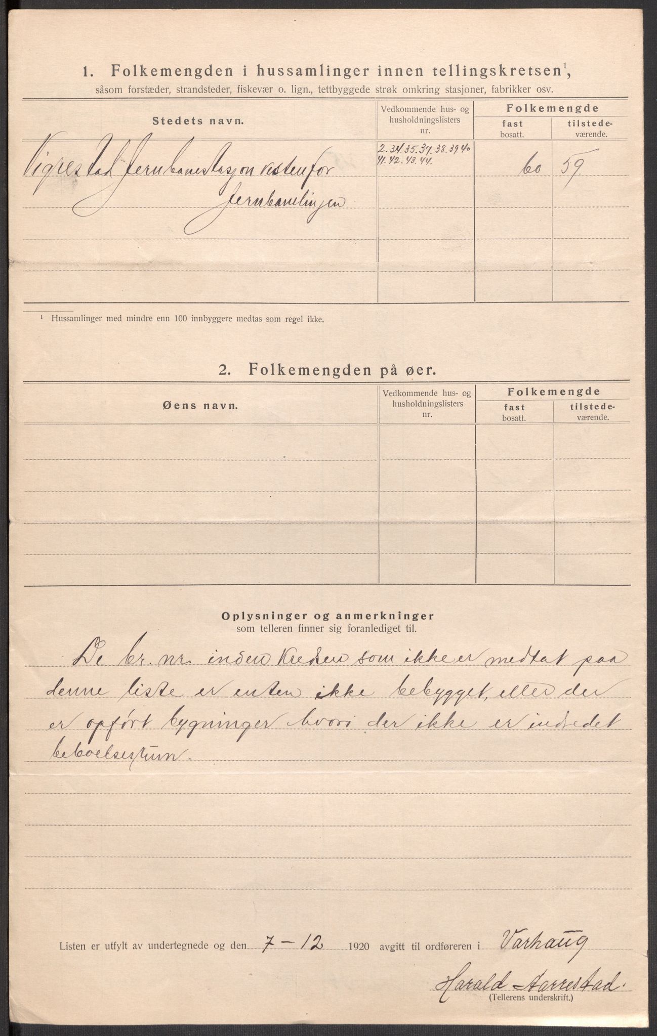 SAST, 1920 census for Varhaug, 1920, p. 18